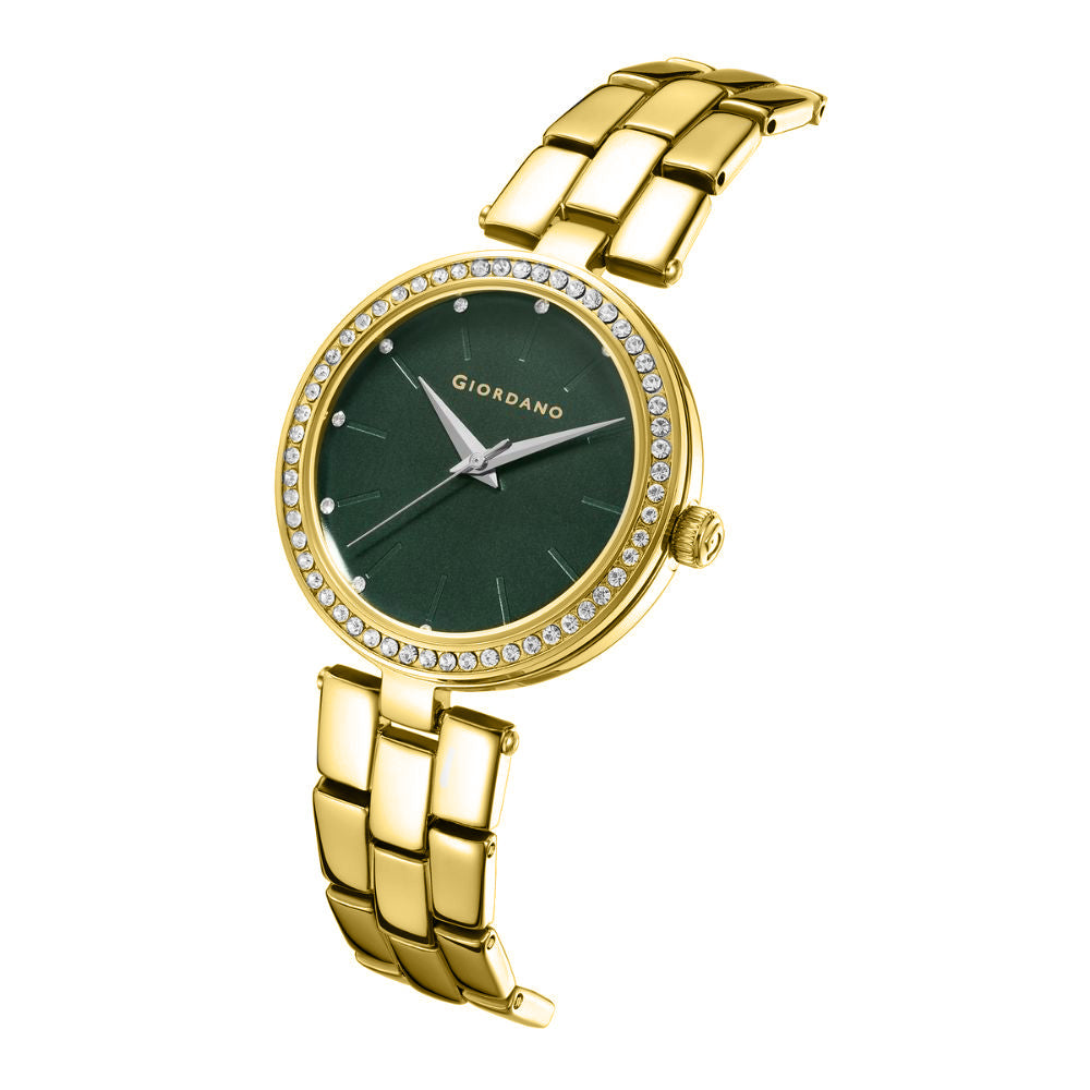 Giordano Analog Watch for Women with Diamond Studded Case and Metal Strap | A2079-66