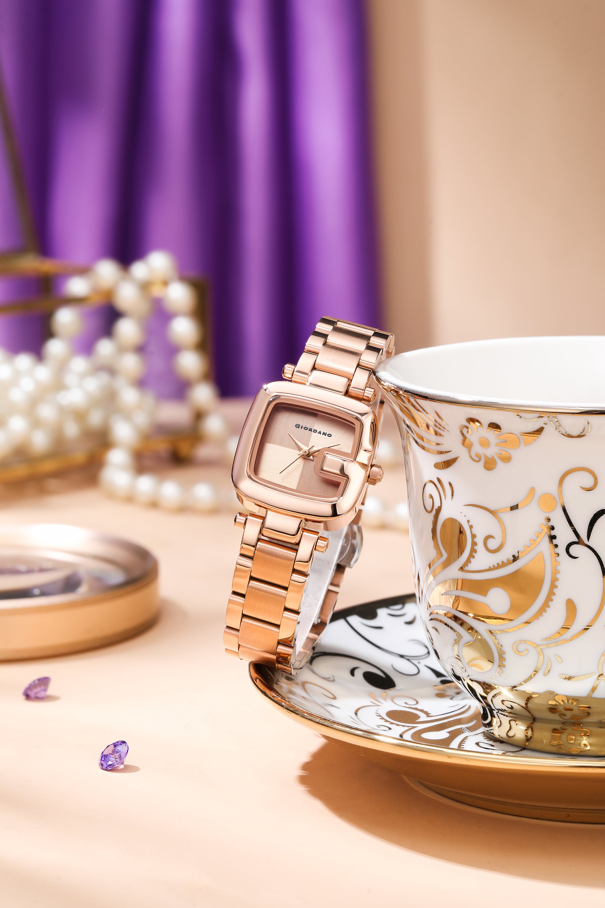 Giordano Quartz Analog Watch for Women Dial with Metal Strap Fashionable Design, Water Resistant – Perfect for Casual & Office Wear | GZ-60107-44