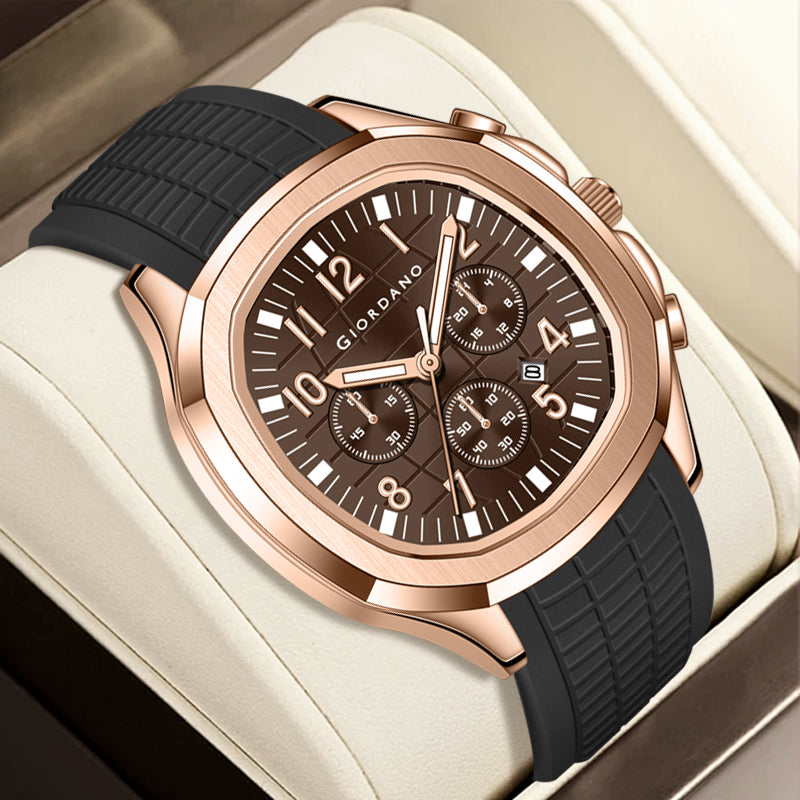 Giordano Precision and Comfort Multi Function Watch for Men with Textured Dial & Trendy Silicone Band | GZ-50143-05