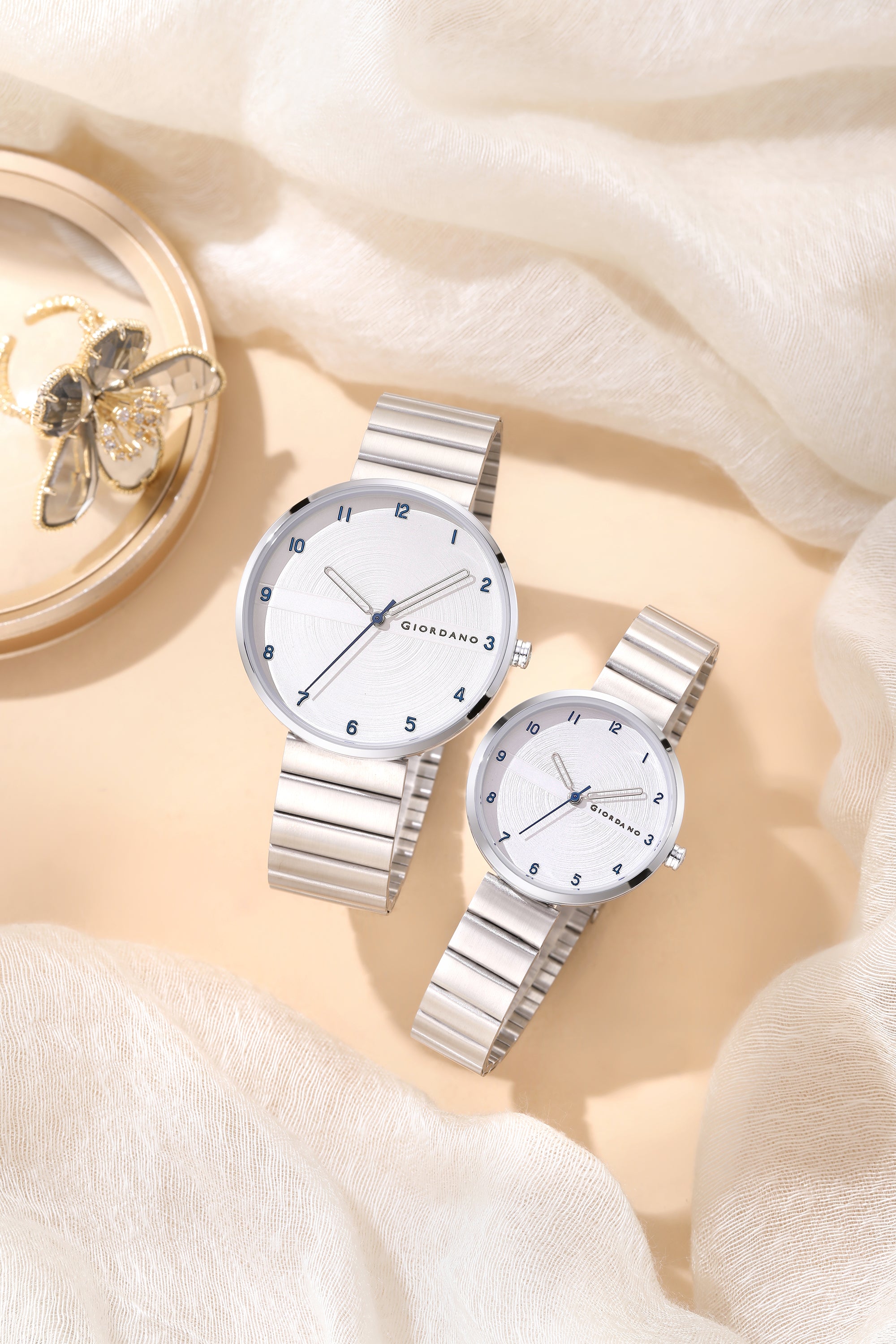 Giordano Analog Couple Watch Set – Elegant Dial with Stainless Steel Strap – His & Hers Matching Watches – Minimalist Unisex Design | GZ-992-SET-22