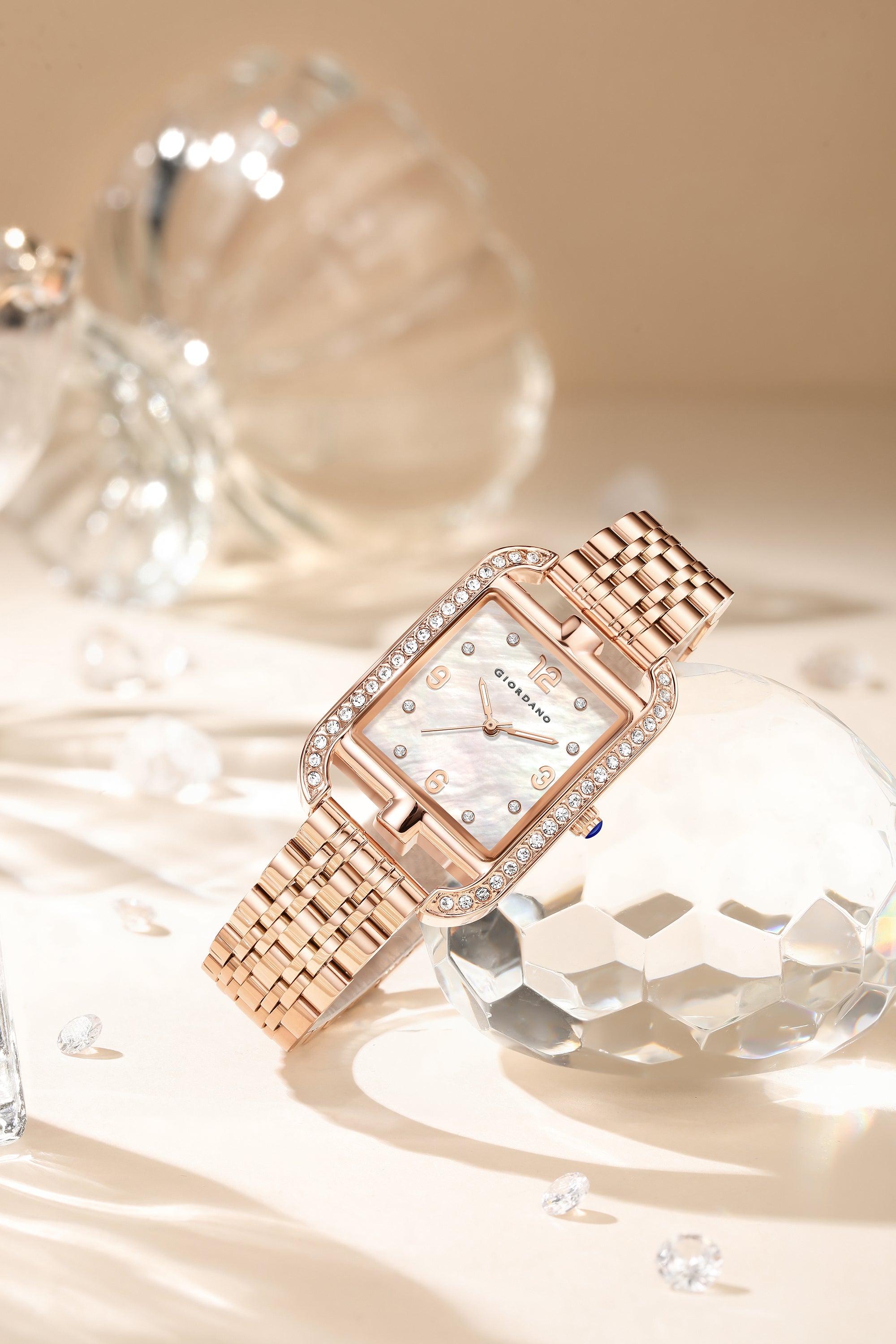 Giordano Analog Watch for Women– Stylish Dial with Crystal Accents, Metal Strap, Quartz Movement – Elegant Accessory for Special Occasions | GZ-60108-22