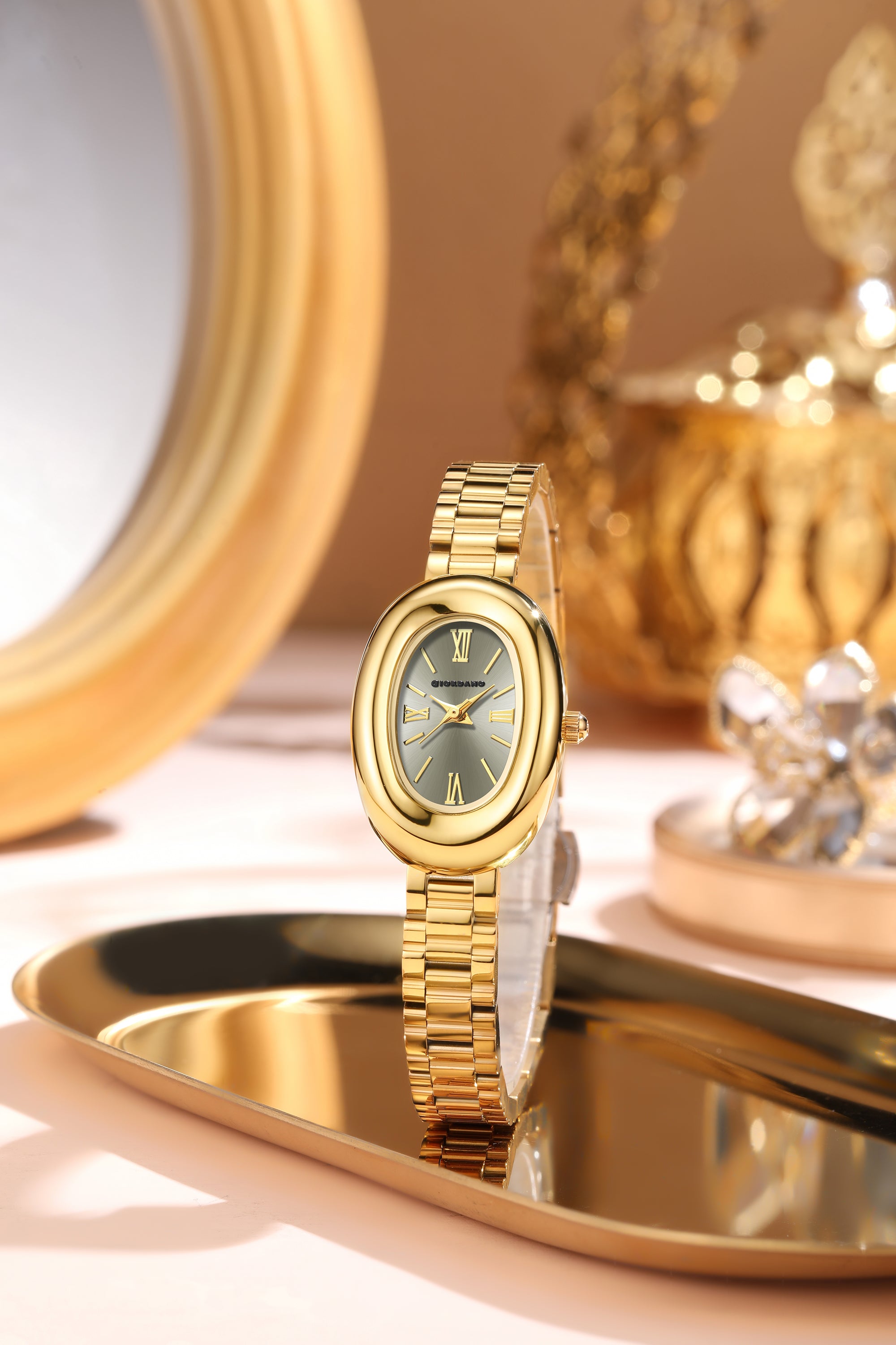 Giordano Oval Shape Dial Watch for Women – Elegant Roman Numerals, Stainless Steel Strap, Sleek Analog Design | GZ-60115-22