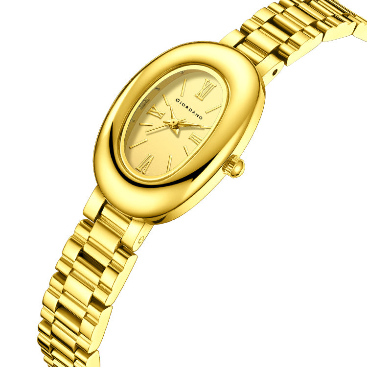 Giordano Oval Shape Dial Watch for Women – Elegant Roman Numerals, Stainless Steel Strap, Sleek Analog Design | GZ-60115-33