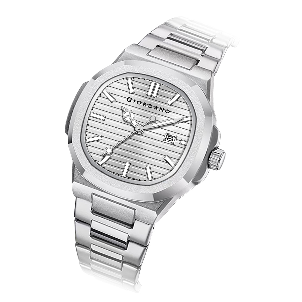 Giordano Analog Watch for Men – Textured Dial, Stainless Steel Strap, Date Display, Quartz Movement, Water Resistant | GZ-50134-33