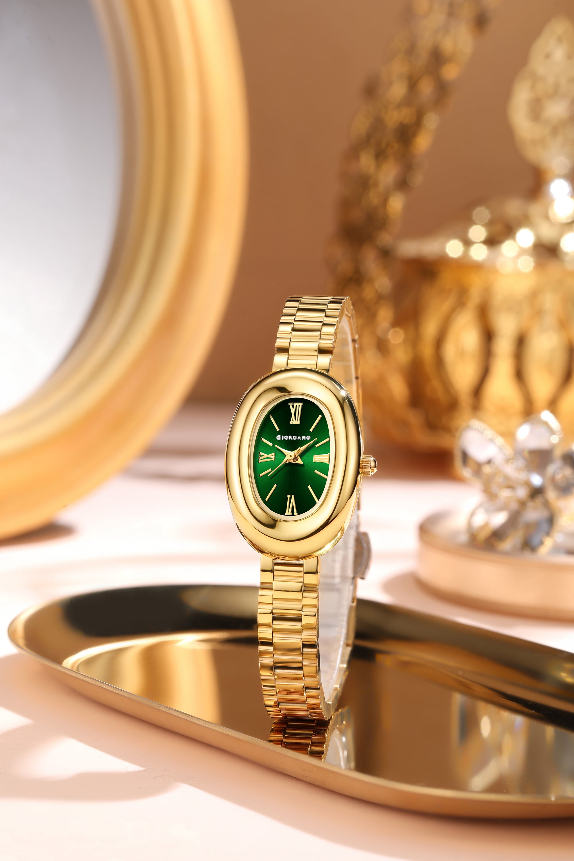 Giordano Oval Shape Dial Watch for Women – Elegant Roman Numerals, Stainless Steel Strap, Sleek Analog Design | GZ-60115-44