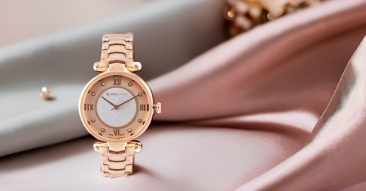 Giordano Stylish Analog Watch for Women - Stainless Steel Belt with Classic Roman Numerals, Dual Colored Textured Dial | GD-4032-22