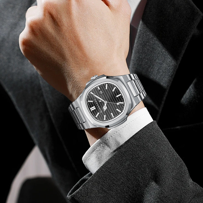 Giordano Analog Watch for Men – Textured Dial, Stainless Steel Strap, Date Display, Quartz Movement, Water Resistant | GZ-50134-22