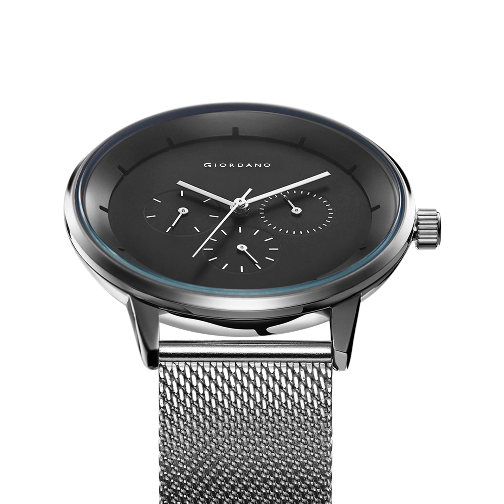 Giordano Skyscrapper Collection Multi-Function Rose Gold Watch for Man with White Dial and Rose Gold Metal Mesh Strap Wrist Watches for Men, with Classy Mesh Band | GZ-50005-11