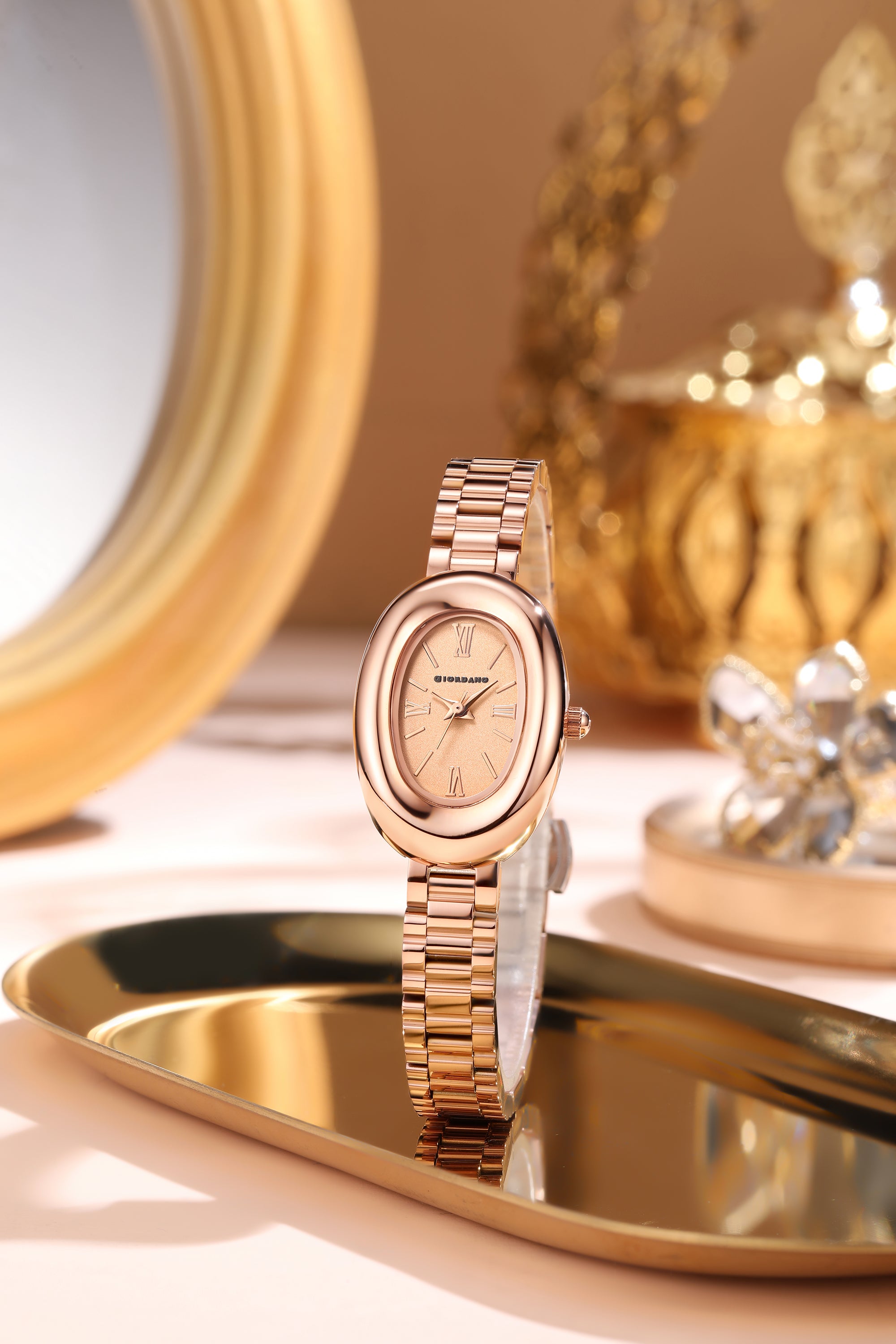 Giordano Oval Shape Dial Watch for Women – Elegant Roman Numerals, Stainless Steel Strap, Sleek Analog Design | GZ-60115-55