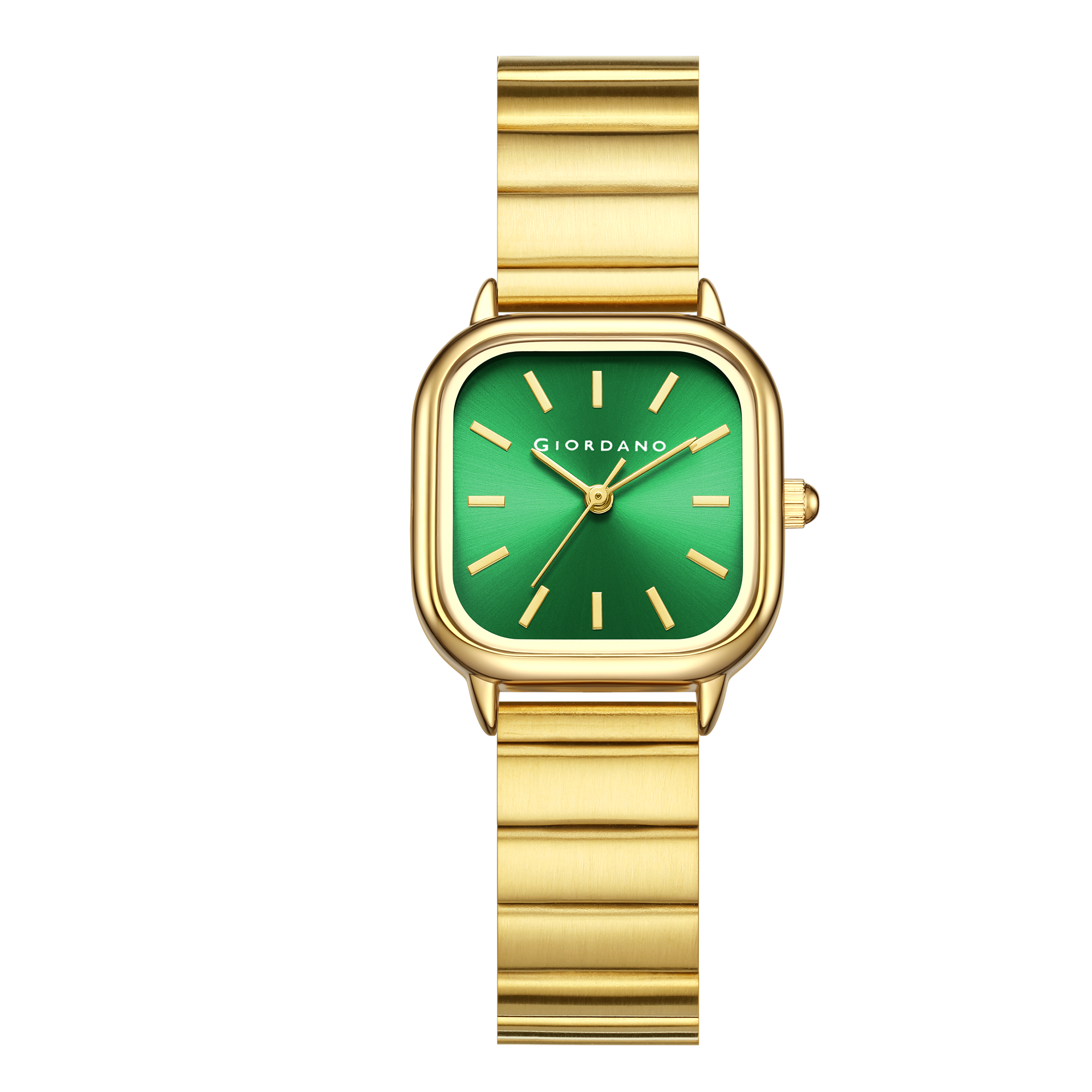 Giordano Classic Square Watch for Women – Polished Stainless Steel Strap, Minimalist Compact Design | GZ-60098-44