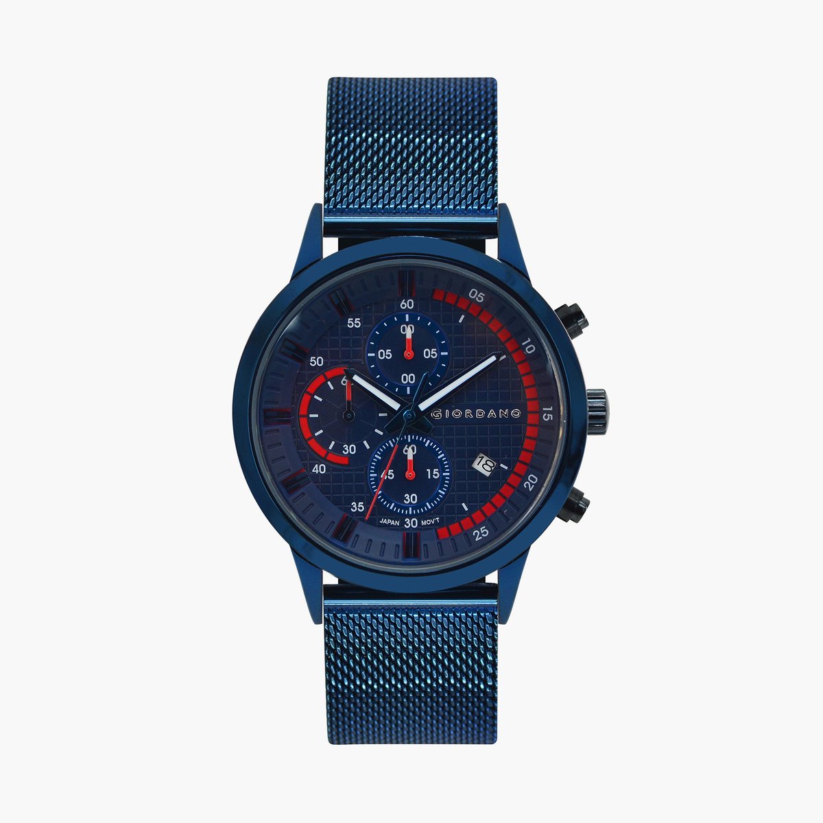 Giordano Multi Function - Performance Sport Watch for Men with Stopwatch Function & Mesh Metal Strap | GZ-50095-33