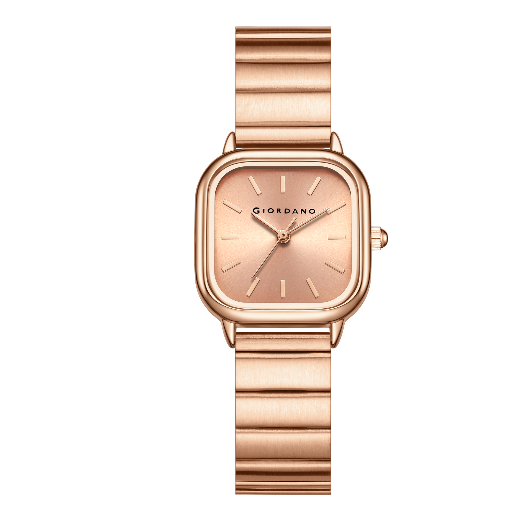 Giordano Classic Square Watch for Women – Polished Stainless Steel Strap, Minimalist Compact Design | GZ-60098-77