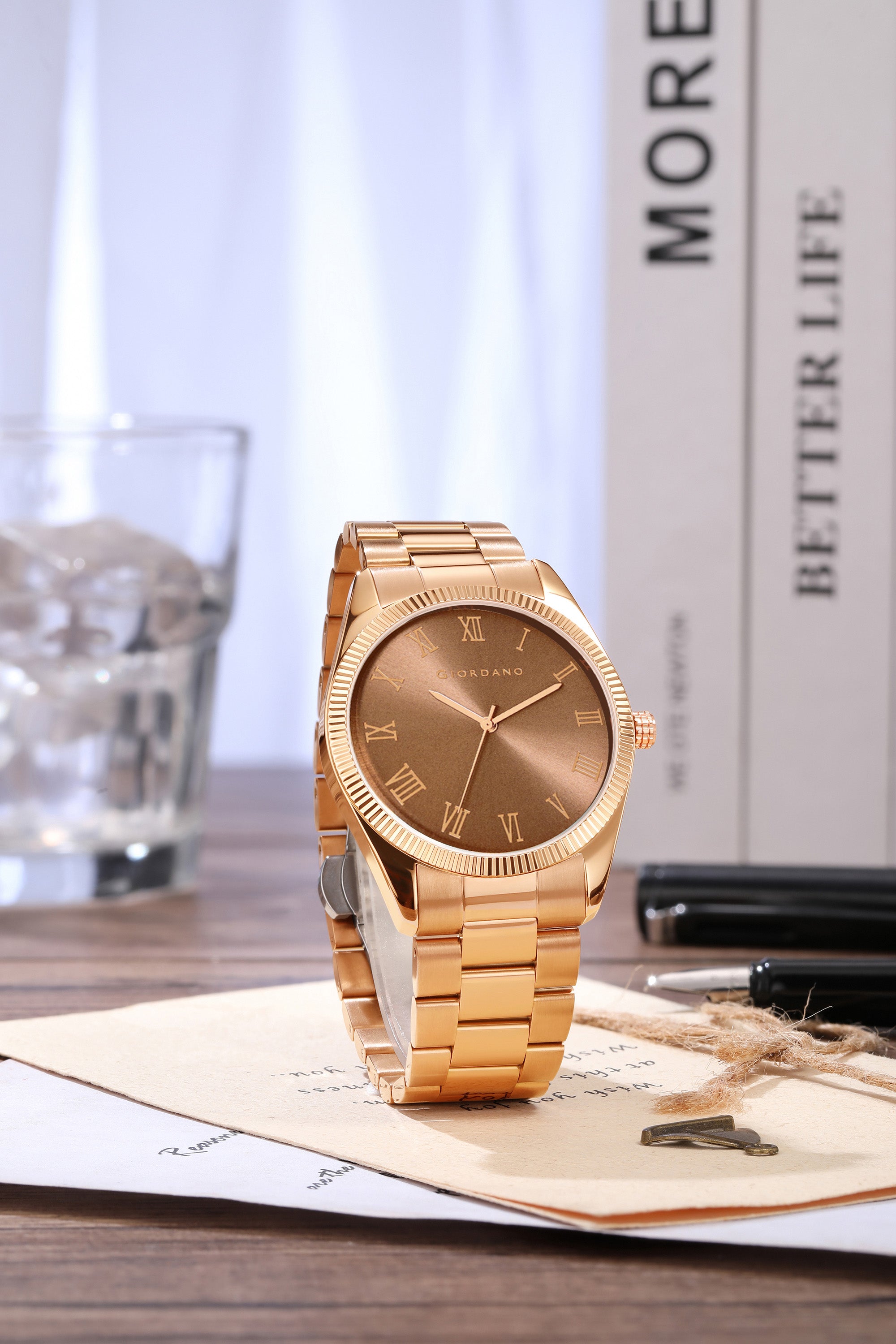 Giordano Analog Wrist Watch for Men Stylish Metal Strap with Water Resistant 3 Hand Mechanism for Men and Boys to Compliment Your Look/Ideal Gift for Male - GZ-50112-GZ-50112-44