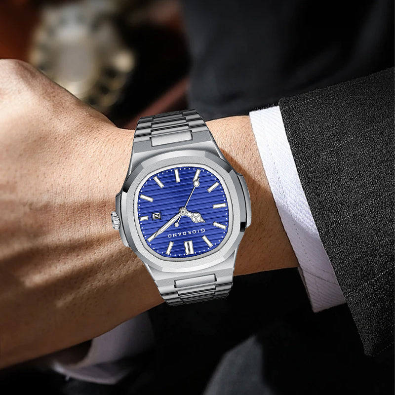 Giordano Analog Watch for Men – Textured Dial, Stainless Steel Strap, Date Display, Quartz Movement, Water Resistant | GZ-50134-55