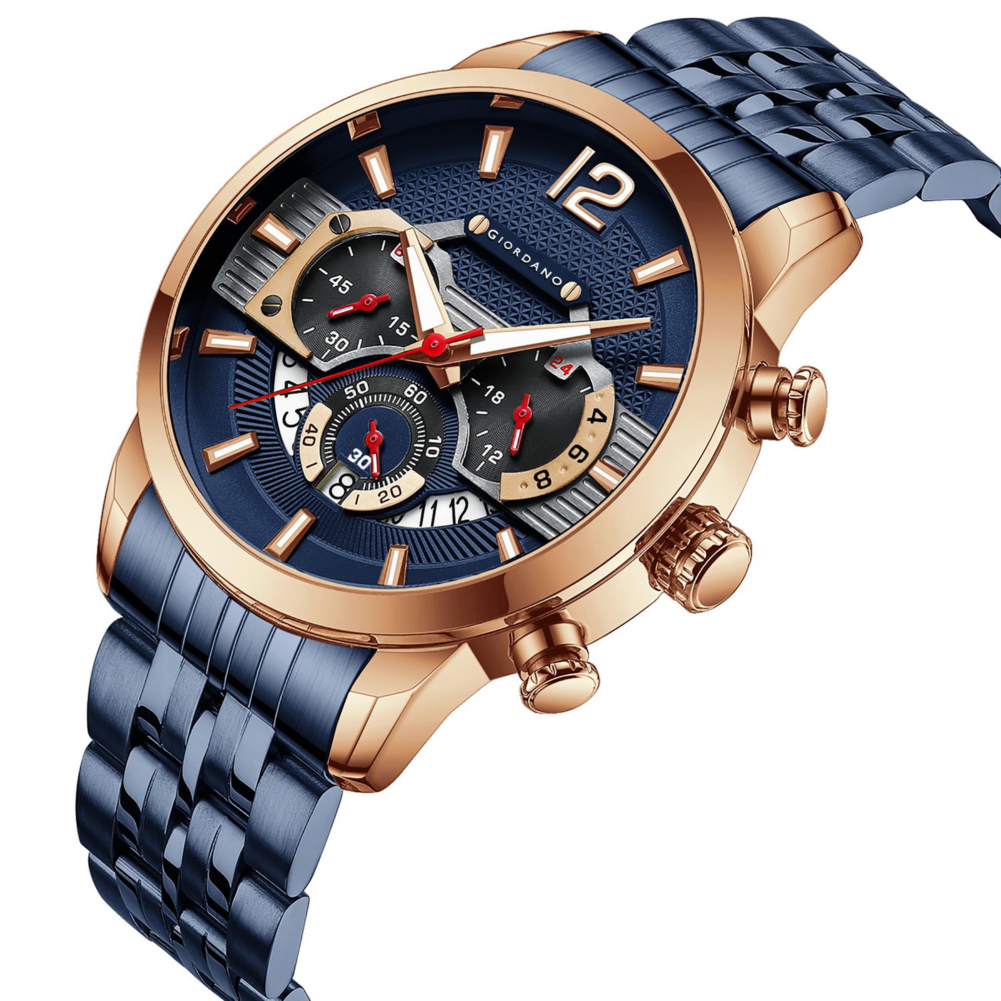 Giordano Analog Wrist Watch for Men Stylish Metal Strap with Water Resistant Multifunction Mechanism Watch GZ-50032-44