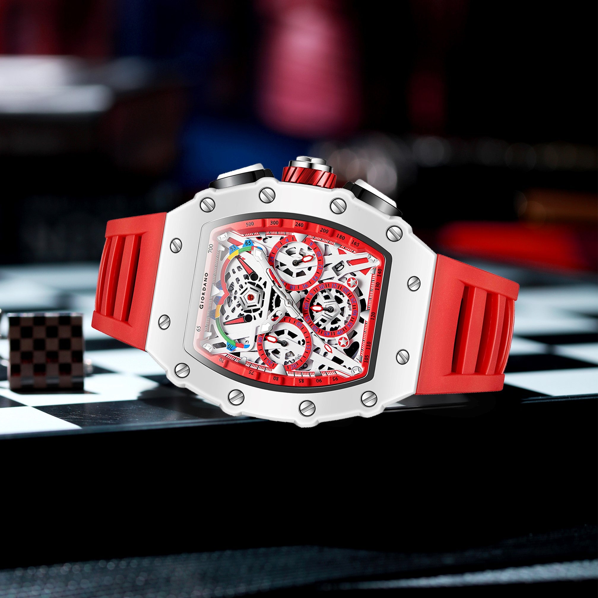 Giordano Multifunction Watch for Men with Day, Date, and 24-Hour Sub-Dial, Water Resistant Square Dial Unique Design | GZ-50144-03