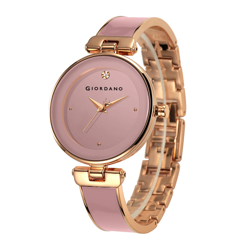 Giordano Designer Analog Watch for Women – Glossy Round Dial & Bracelet Style Stainless Steel Strap | GZ-60099-22