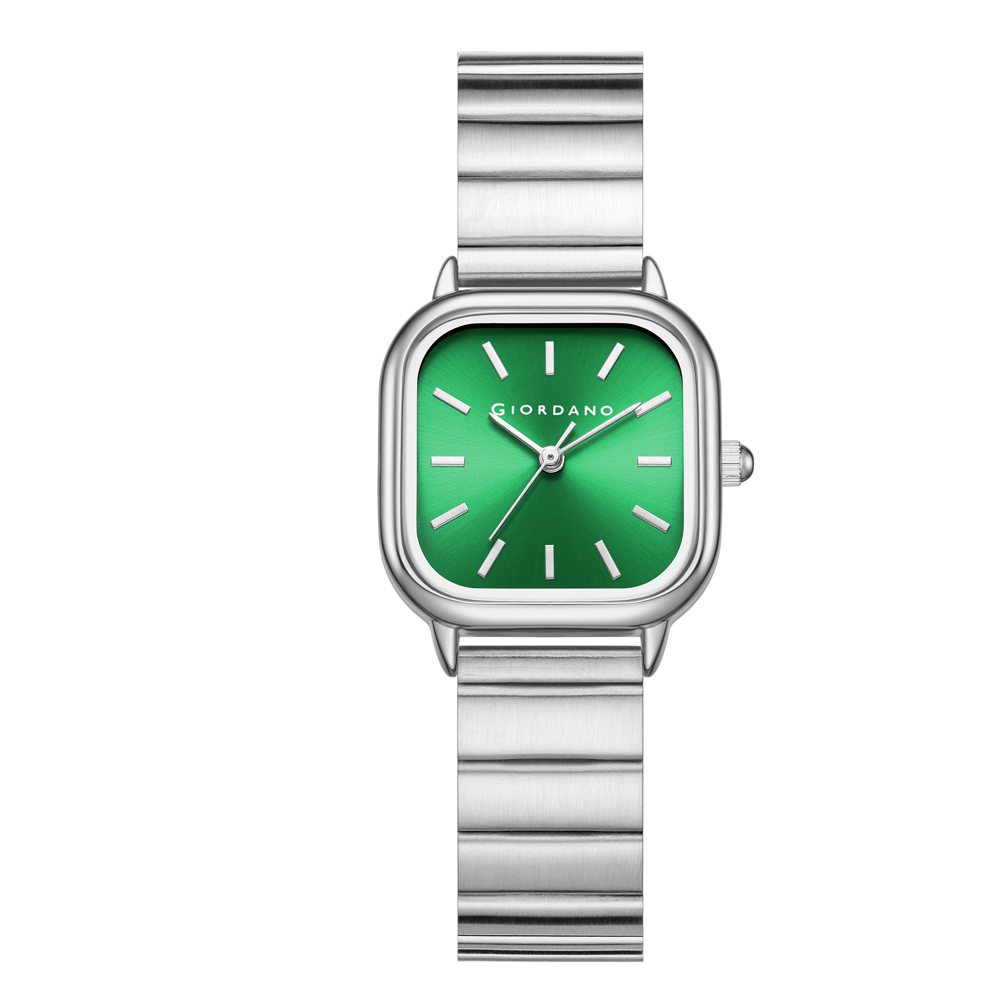 Giordano Classic Square Watch for Women – Polished Stainless Steel Strap, Minimalist Compact Design | GZ-60098-33