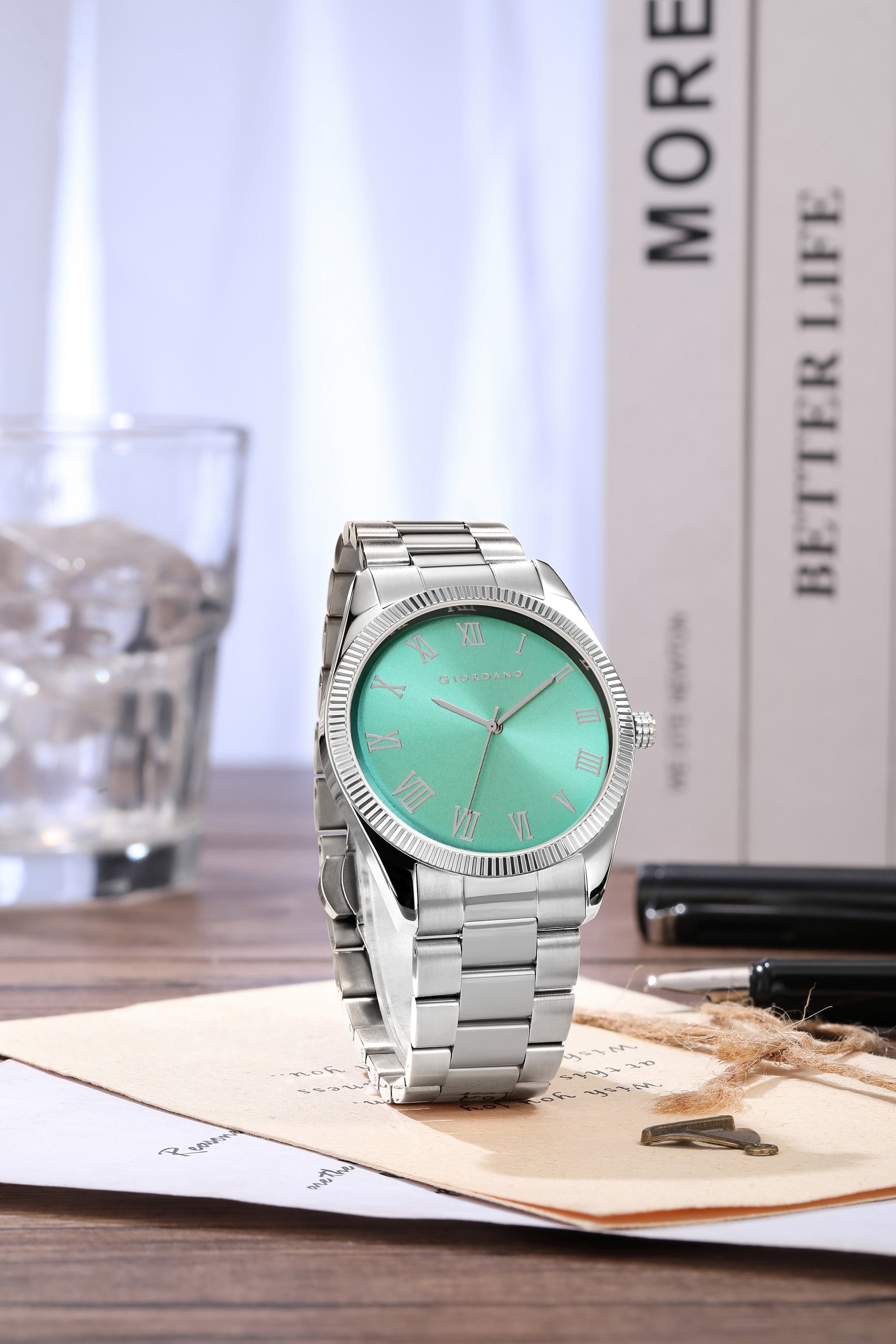 Giordano Analog Wrist Watch for Men Stylish Metal Strap with Water Resistant 3 Hand Mechanism for Men and Boys to Compliment Your Look/Ideal Gift for Male - GZ-50112-GZ-50112-99