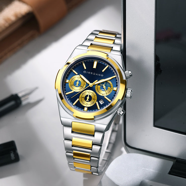 Giordano Luxury multifunctional Watch for Men with round dial, date display and Stainless Steel Strap | GZ-50152-66