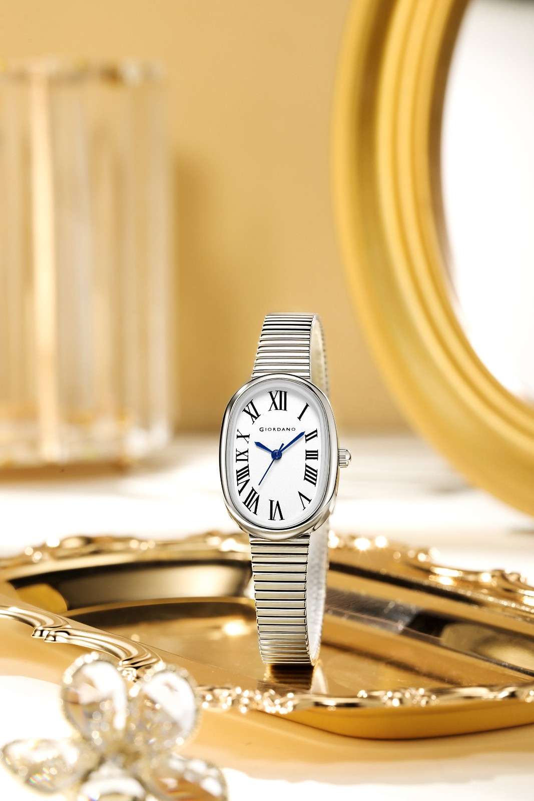 GIORDANO Luxury Analog Watch for Women with Oval Roman Numeral Dial, Stainless Steel Strap, Quartz Movement - GZ-60125-22