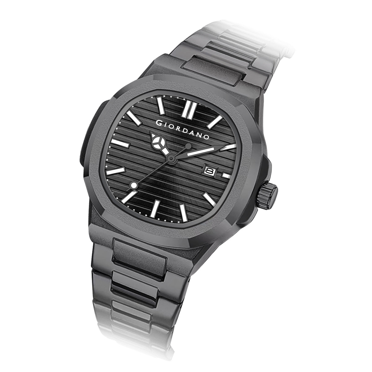 Giordano Analog Watch for Men – Textured Dial, Stainless Steel Strap, Date Display, Quartz Movement, Water Resistant | GZ-50134-11