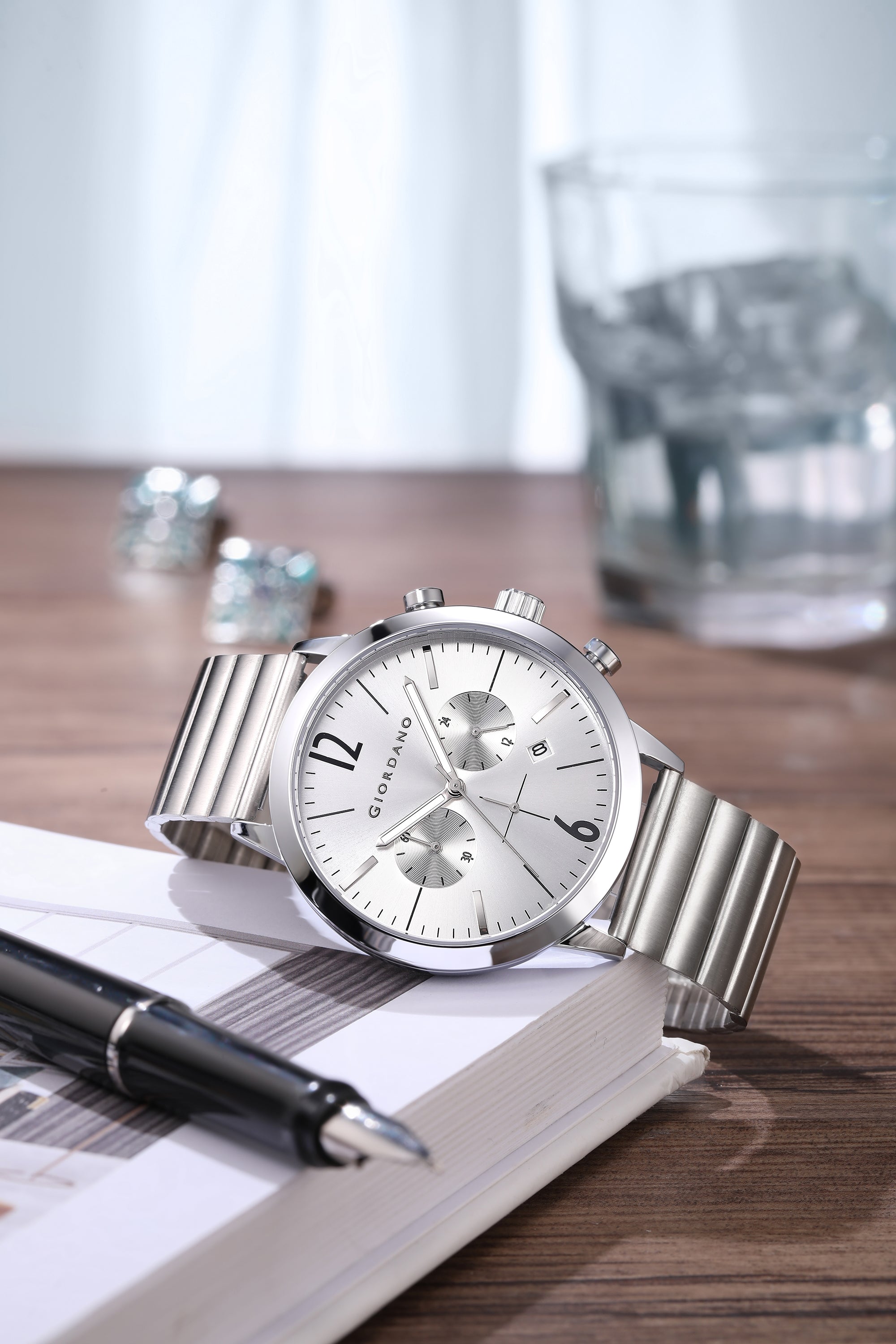 Giordano Analog Chronograph Watch for Men - Stainless Steel Case & strap| Modern Casual & Formal Wristwatch with Date | GZ-50153-33