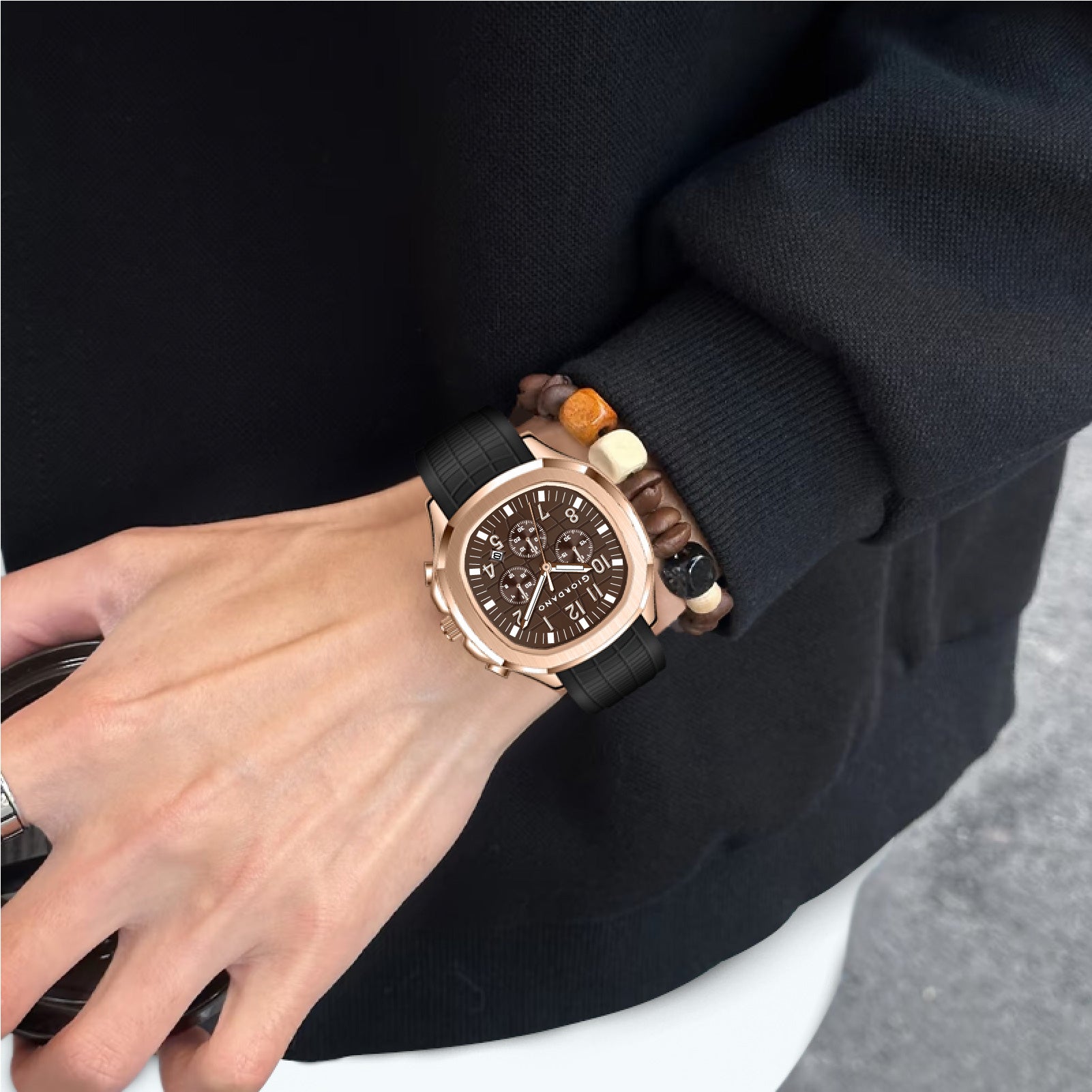 Giordano Precision and Comfort Multi Function Watch for Men with Textured Dial & Trendy Silicone Band | GZ-50143-05