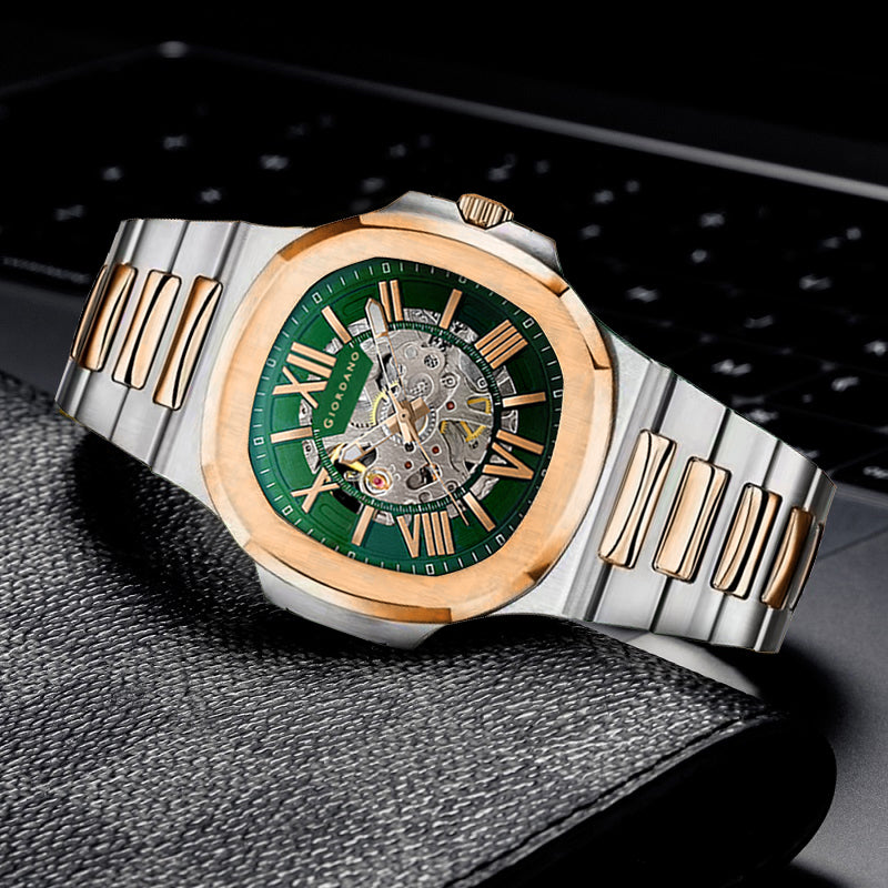 Giordano Dual-Tone Skeleton Automatic Stainless Steel Watch for Men with Luxurious Gold Accent Case | GZ-50114-33