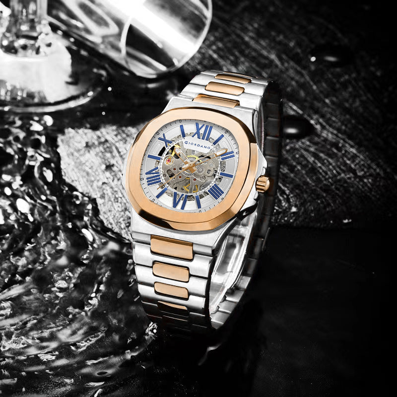 Giordano Dual-Tone Skeleton Automatic Stainless Steel Watch for Men with Luxurious Gold Accent Case | GZ-50114-44