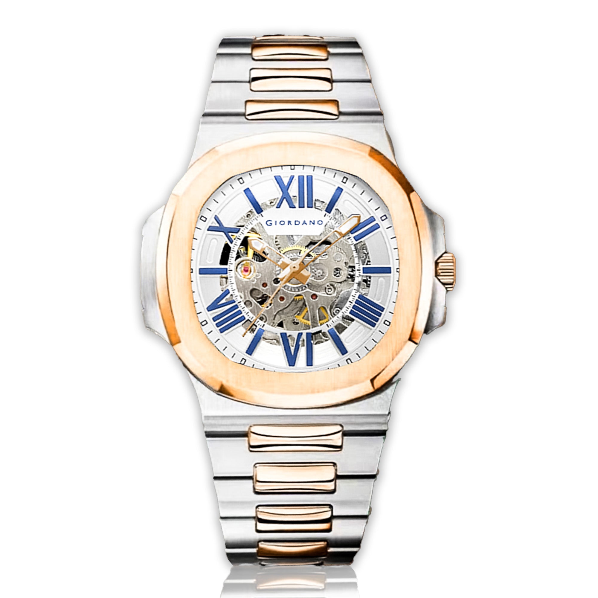 Giordano Dual-Tone Skeleton Automatic Stainless Steel Watch for Men with Luxurious Gold Accent Case | GZ-50114-44