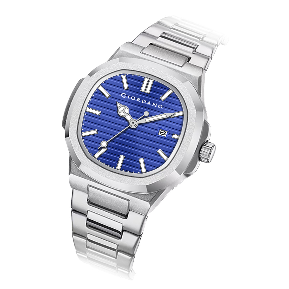 Giordano Analog Watch for Men – Textured Dial, Stainless Steel Strap, Date Display, Quartz Movement, Water Resistant | GZ-50134-55