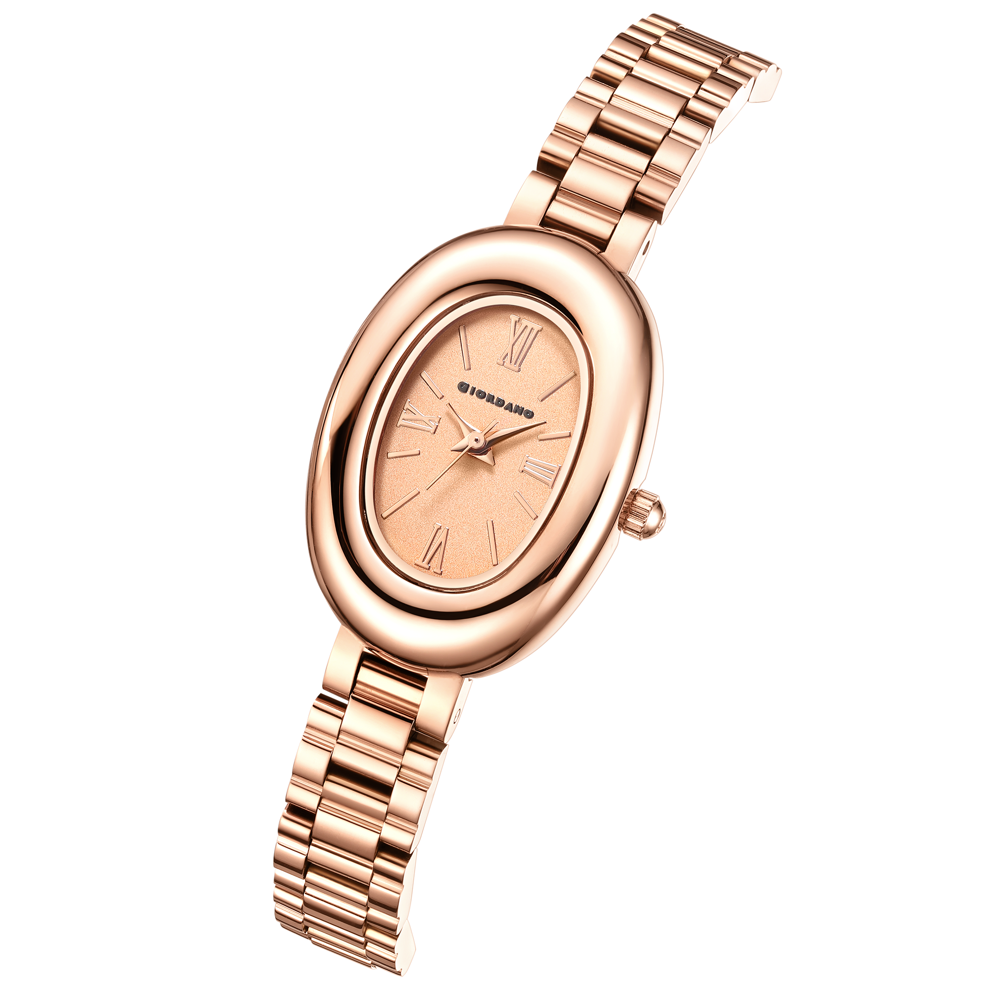 Giordano Oval Shape Dial Watch for Women – Elegant Roman Numerals, Stainless Steel Strap, Sleek Analog Design | GZ-60115-55