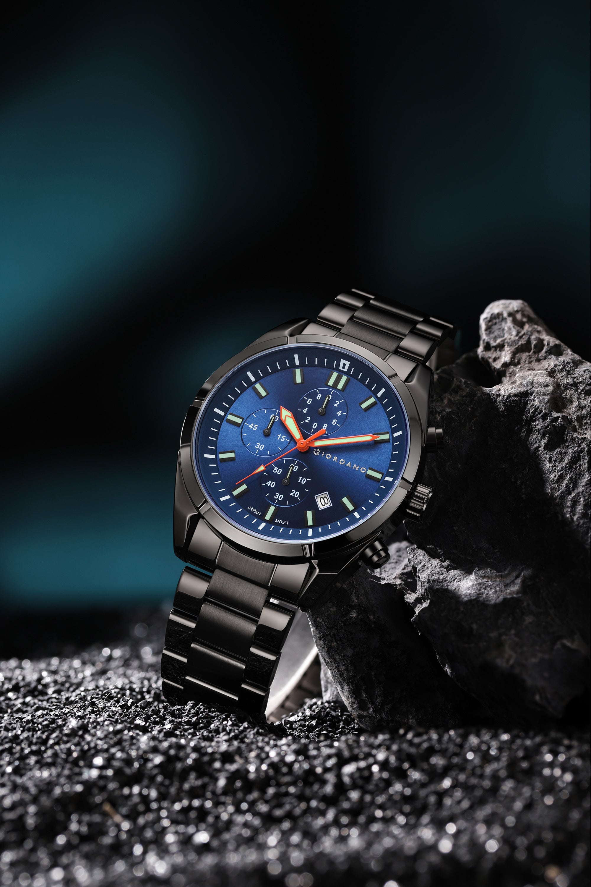 Giordano Multi Function Watch for Men with Round dial, Luminous Hands and Stainless Steel Strap | GZ-50096-22