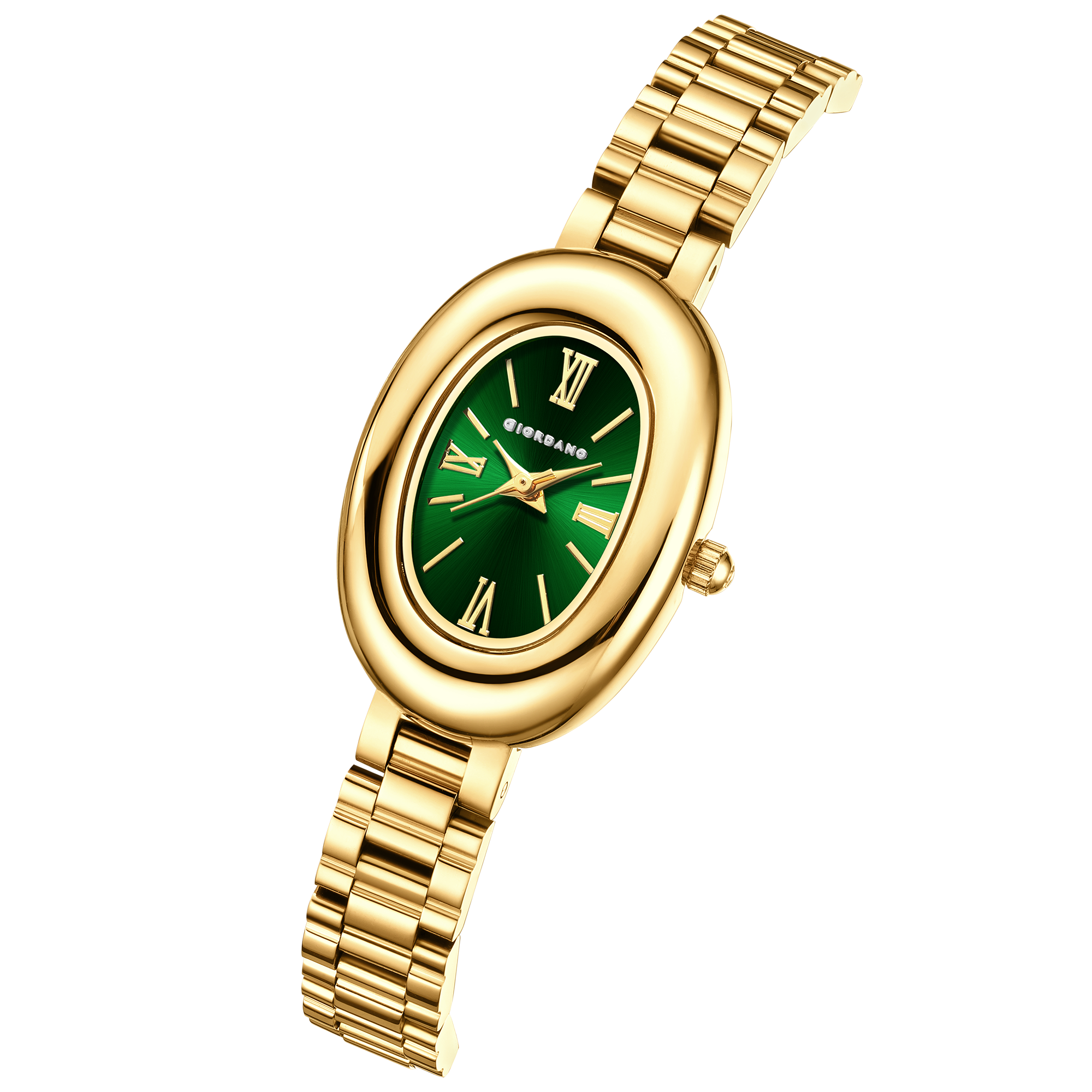Giordano Oval Shape Dial Watch for Women – Elegant Roman Numerals, Stainless Steel Strap, Sleek Analog Design | GZ-60115-44