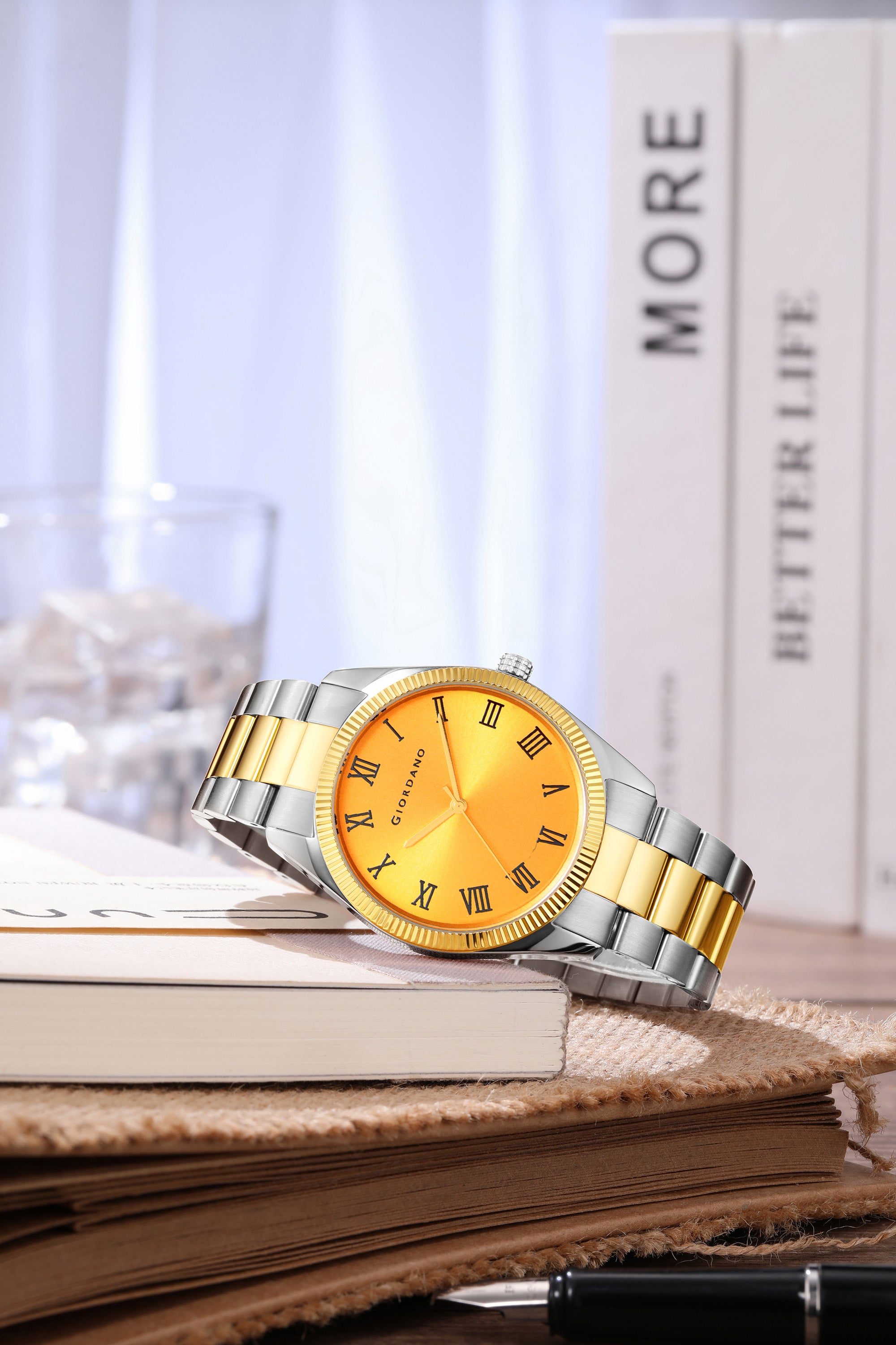 Giordano Analog Wrist Watch for Men Stylish Metal Strap with Water Resistant 3 Hand Mechanism for Men and Boys to Compliment Your Look/Ideal Gift for Male - GZ-50112-GZ-50112-11B