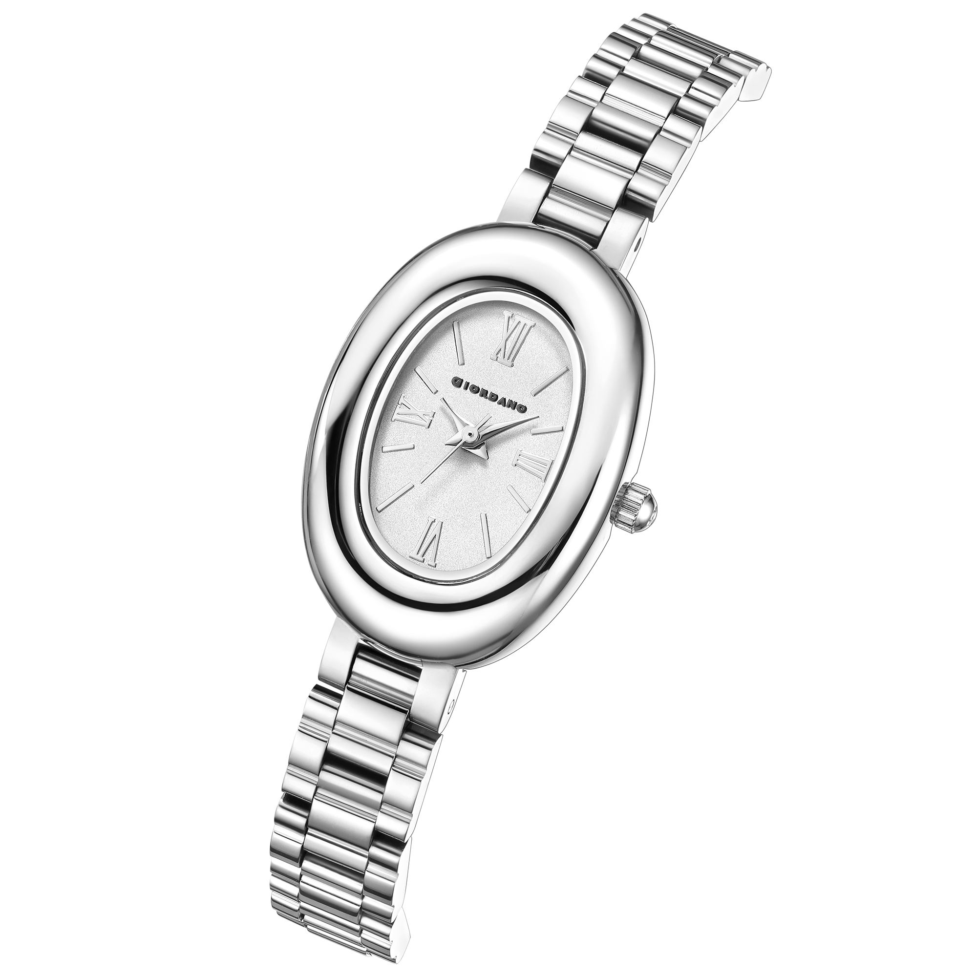 Giordano Oval Shape Dial Watch for Women – Elegant Roman Numerals, Stainless Steel Strap, Sleek Analog Design | GZ-60115-11