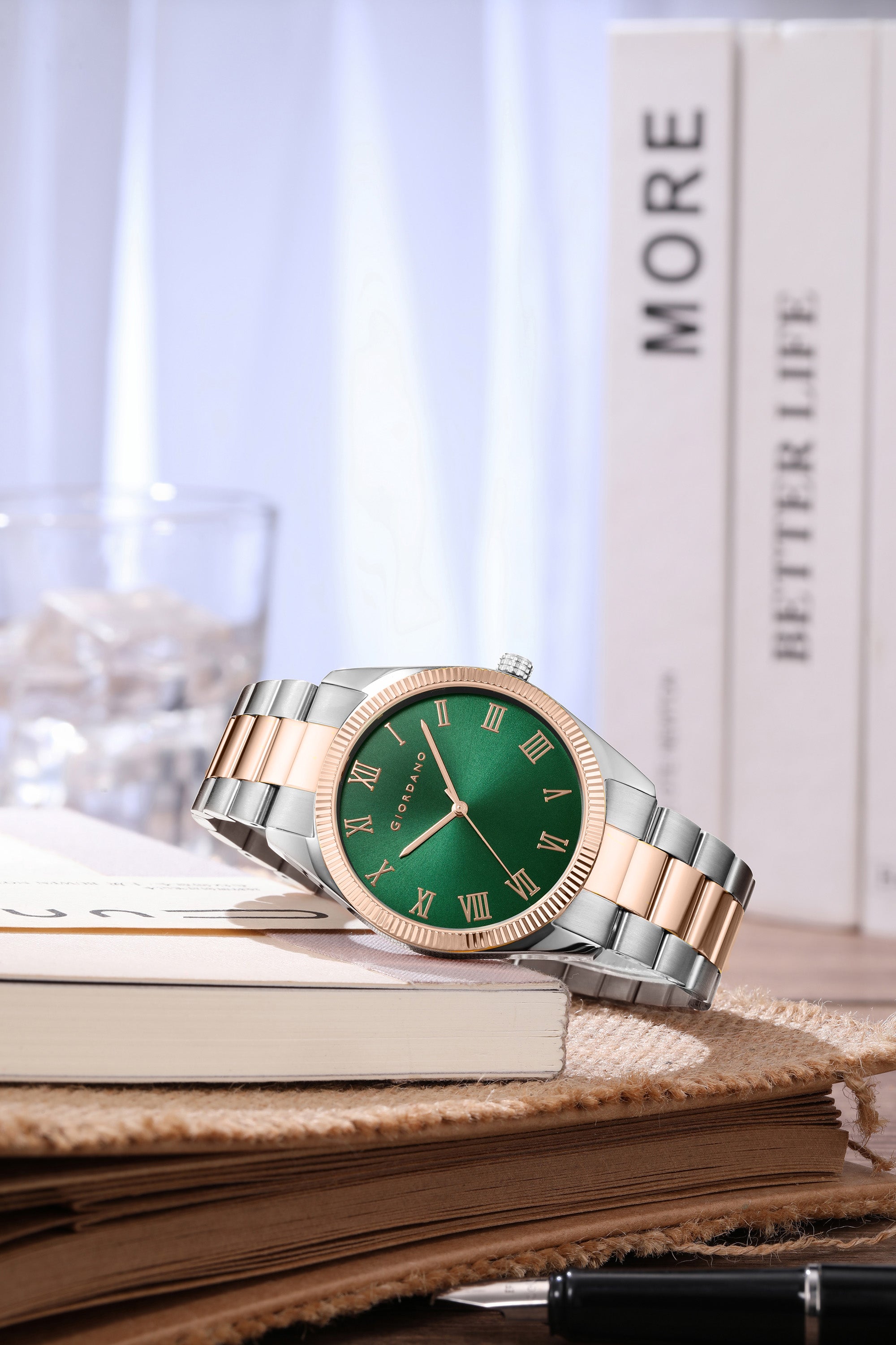 Giordano Analog Wrist Watch for Men Stylish Metal Strap with Water Resistant 3 Hand Mechanism for Men and Boys to Compliment Your Look/Ideal Gift for Male - GZ-50112-GZ-50112-55