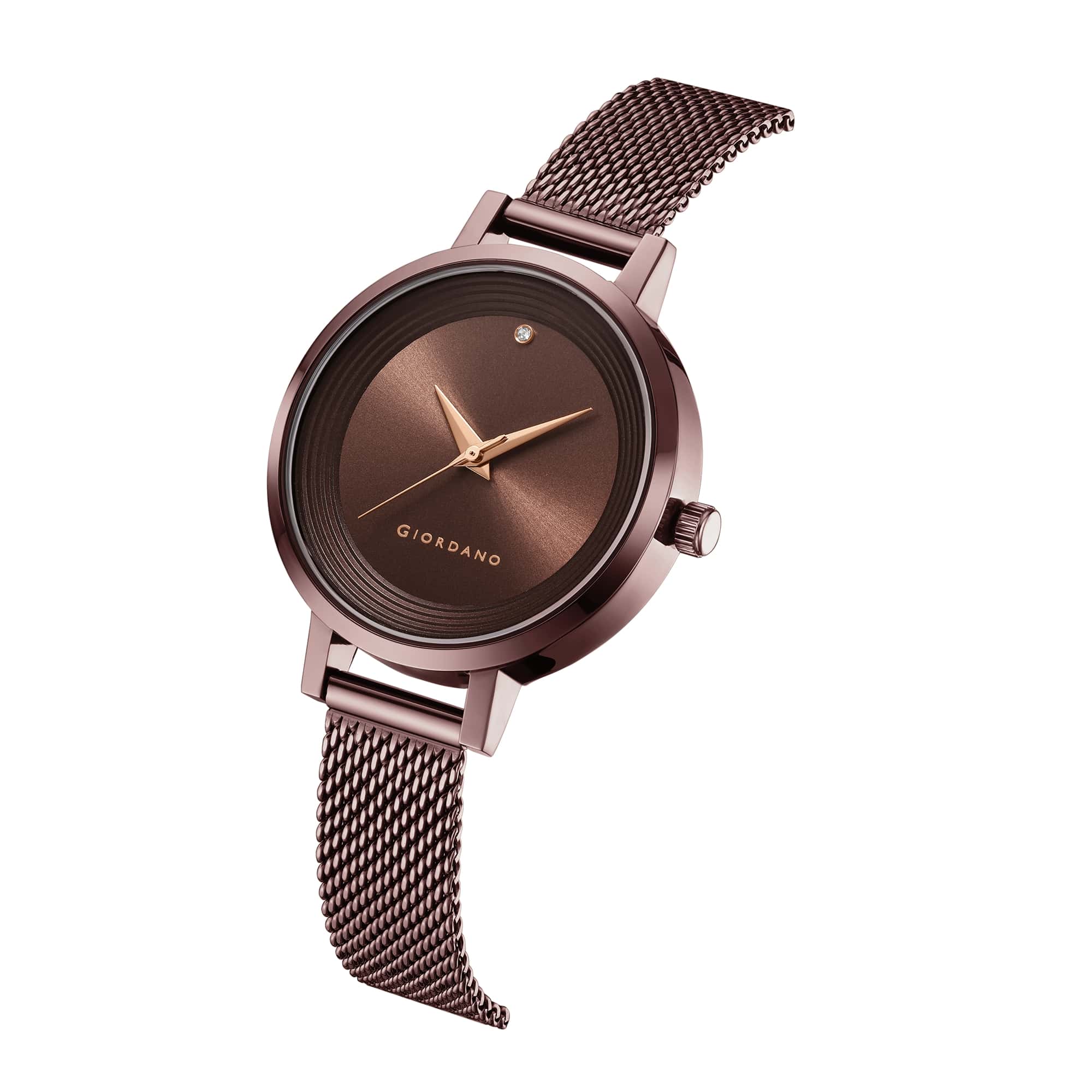 Giordano Fashionista Collection Stylish Analogue Watch for Women | Unique Design with Color Variant Mesh Metal strap | Ladies Wrist Watch to Compliment Your Look Ideal Gift for Women’s |Girls - GD4067-55