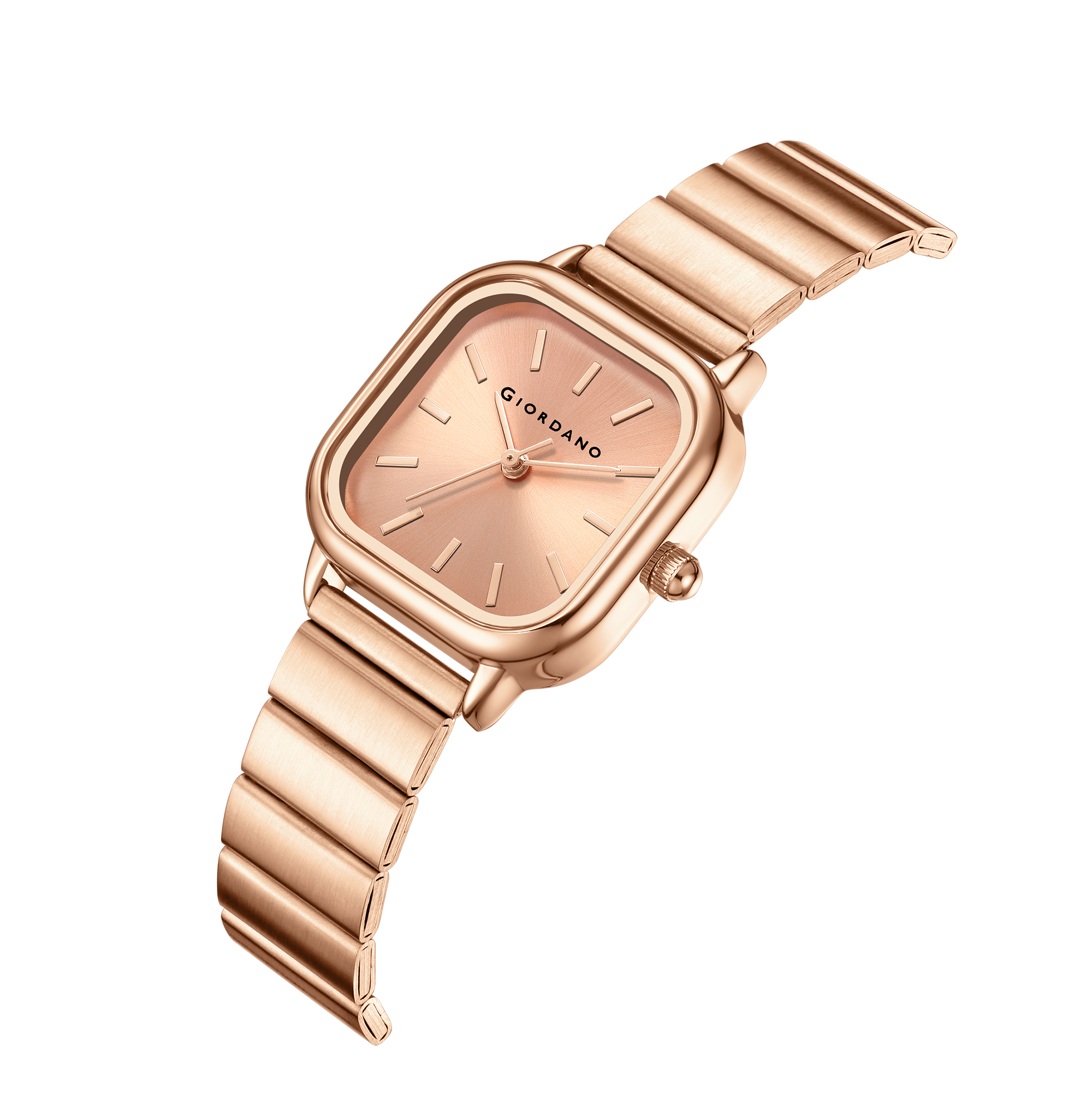 Giordano Classic Square Watch for Women – Polished Stainless Steel Strap, Minimalist Compact Design | GZ-60098-77