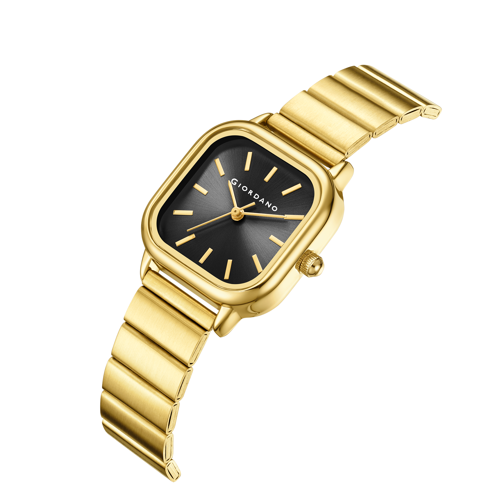 Giordano Classic Square Watch for Women – Polished Stainless Steel Strap, Minimalist Compact Design | GZ-60098-22