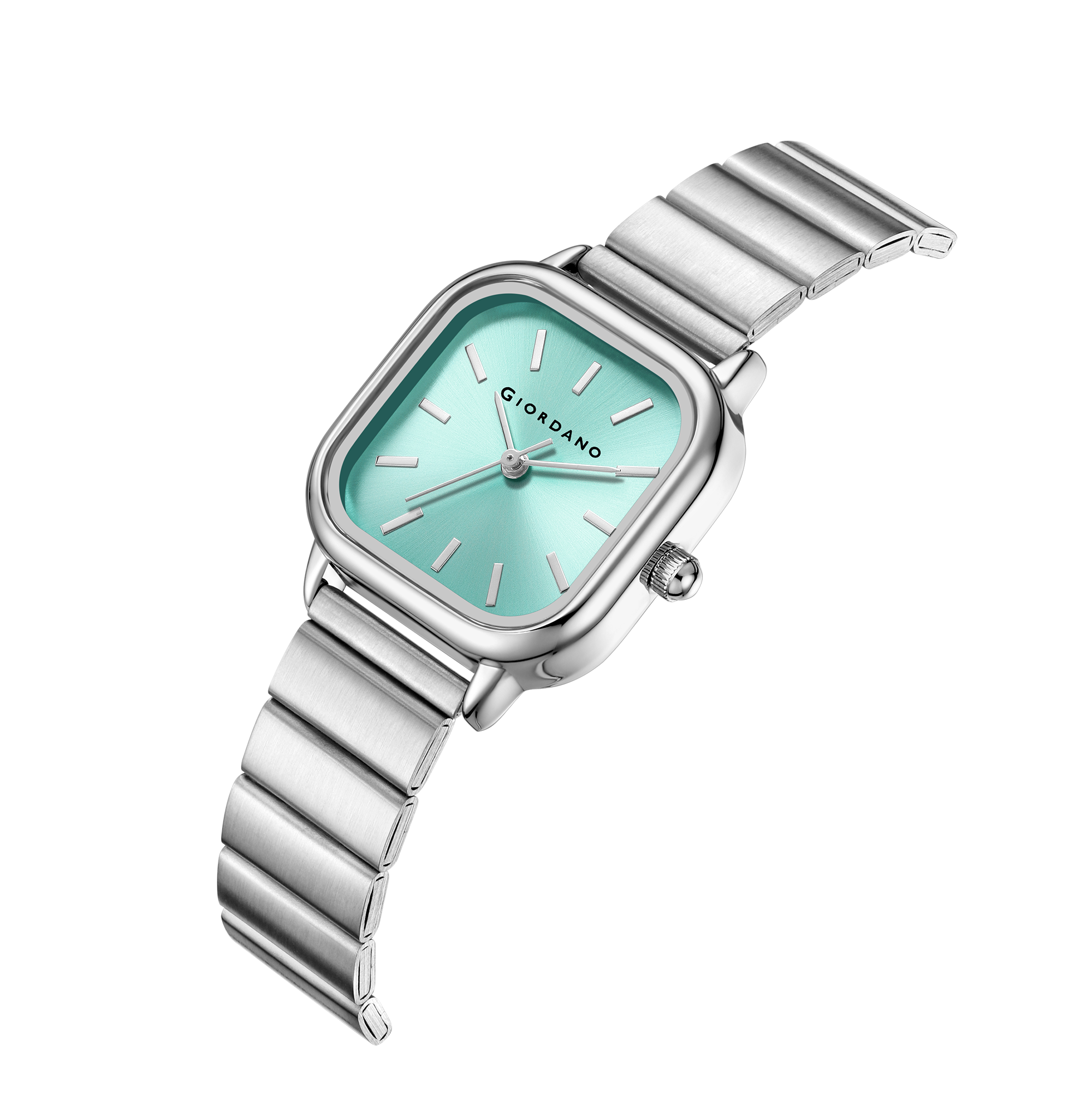 Giordano Classic Square Watch for Women – Polished Stainless Steel Strap, Minimalist Compact Design | GZ-60098-55