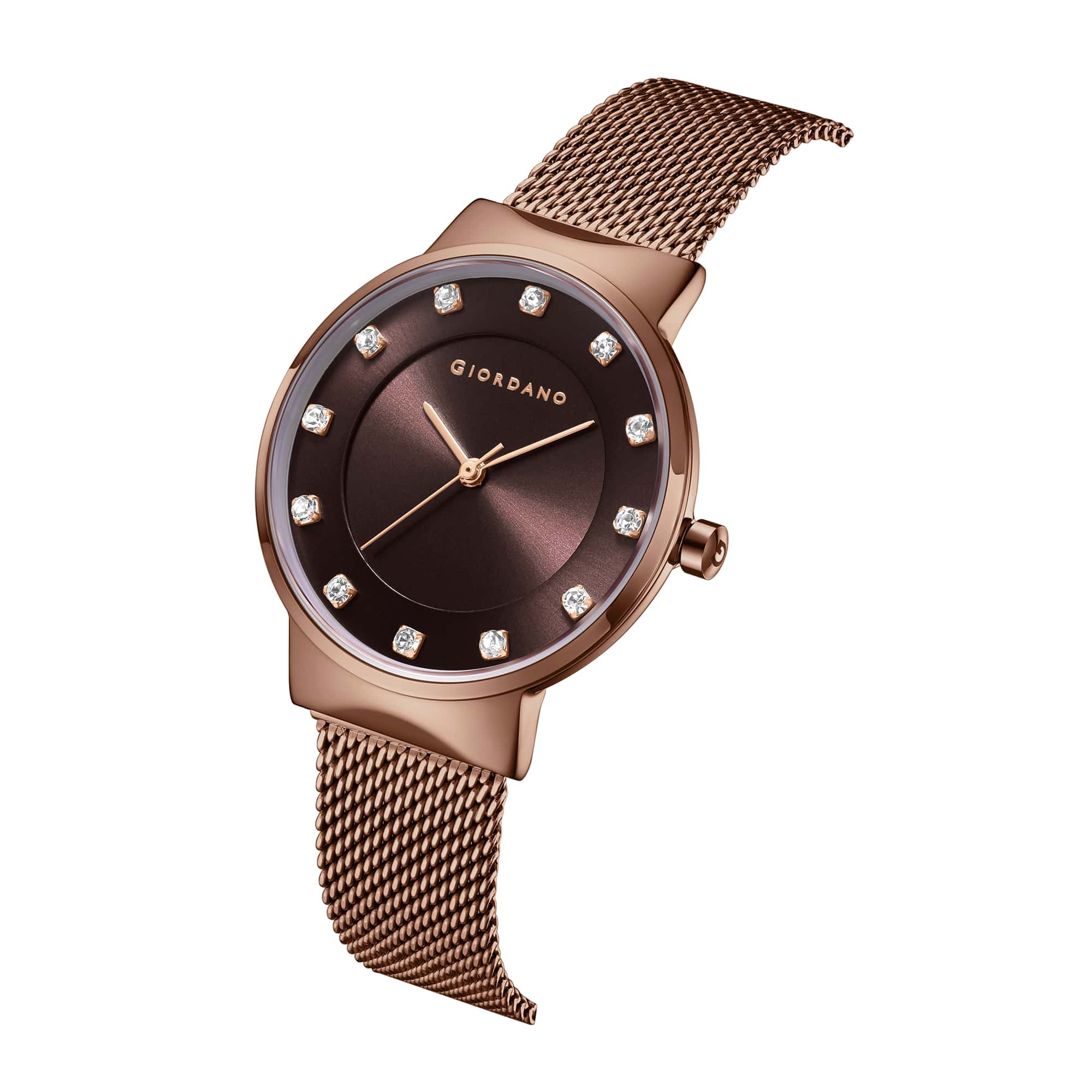 Giordano Analog Stylish Watch for Women | Water Resistant Simple and Fashion Watch Round Shape with Stainless Steel Case Wrist Watch for Ladies & Girls | Ideal Gift for Female - A2062-55