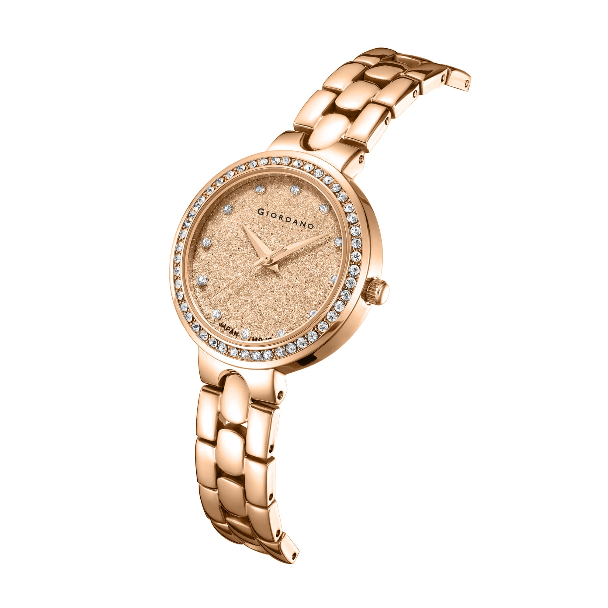 Giordano Silver  Shimmer Collection Analog Watch for Women with Diamond Studded Case, Shimmer Dial and Stylish Stainless Steel Strap A2068-77