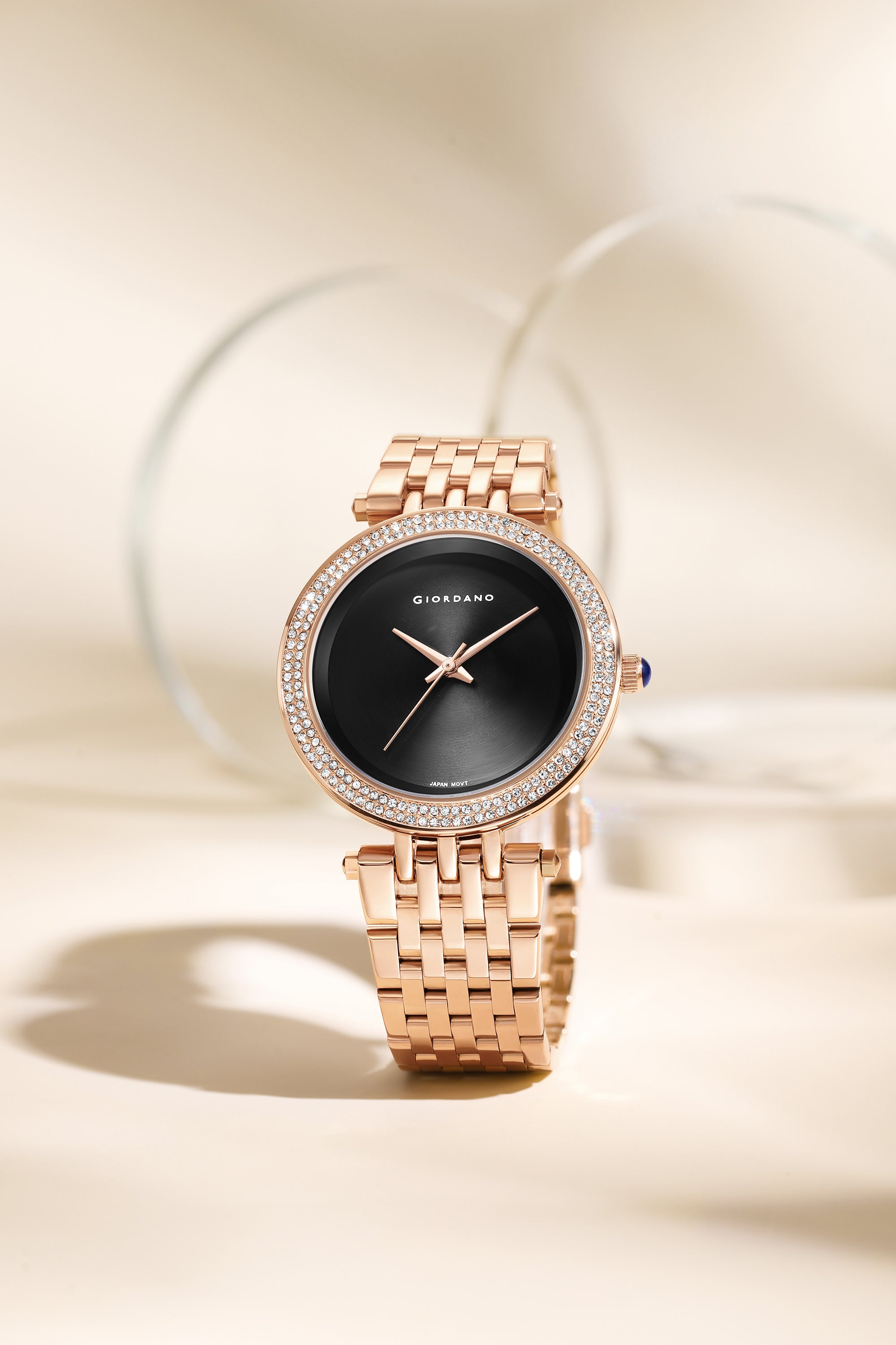 Giordano Classic Analog Watch for Women with Crystal-Studded Bezel and Stainless Steel Strap GZ-60015-33