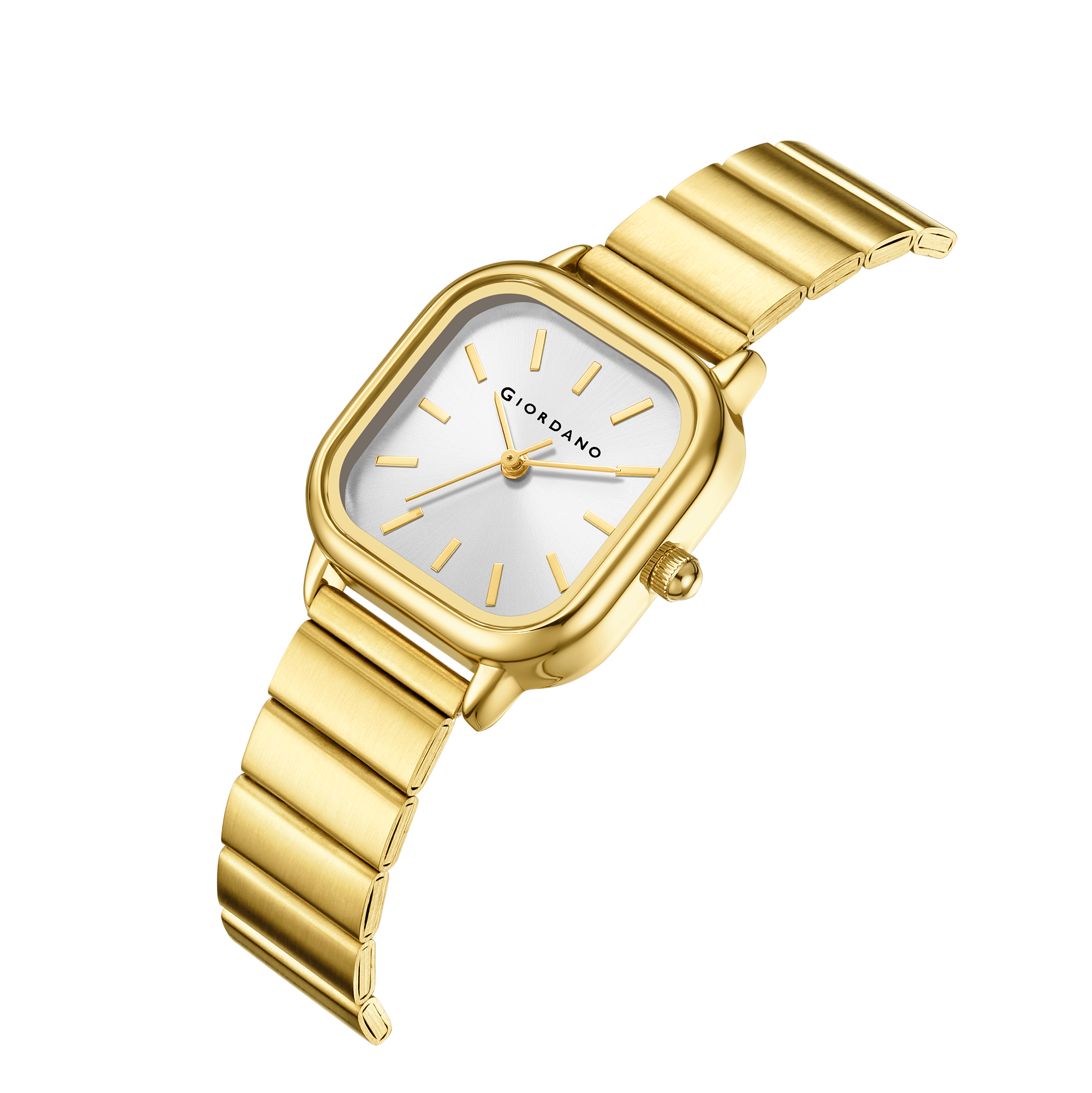 Giordano Classic Square Watch for Women – Polished Stainless Steel Strap, Minimalist Compact Design | GZ-60098-66