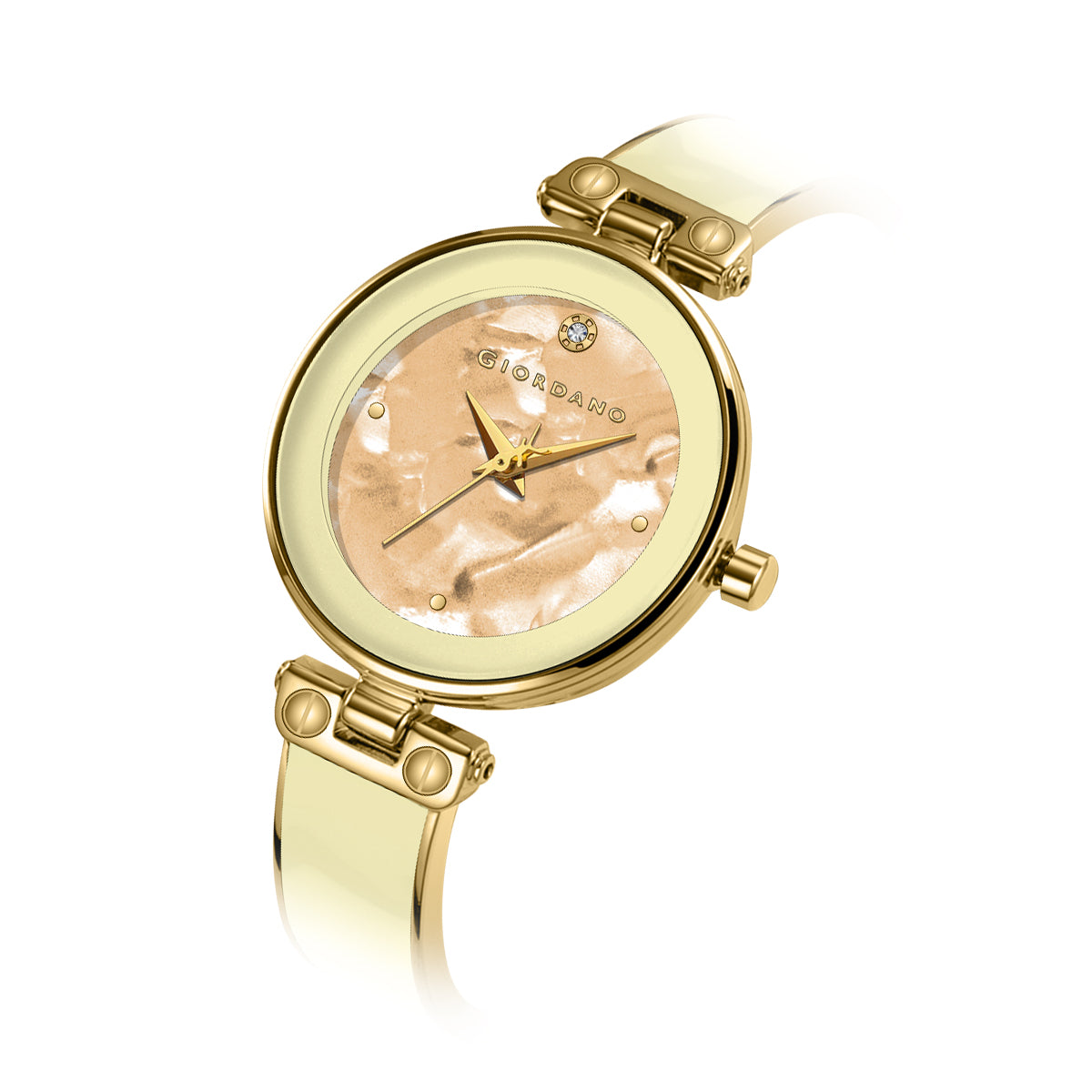 Giordano Designer Analog Watch for Women – Glossy Round Dial & Bracelet Style Stainless Steel Strap | GZ-60099-77