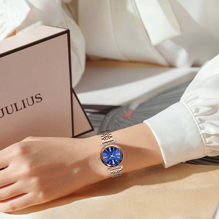 Giordano Stylish Diamond Studded Analog Wrist Watch for Women with Elegant Diamond Cut Glass and Glass Coated Stainless Steel Strap | GZ-60084-44