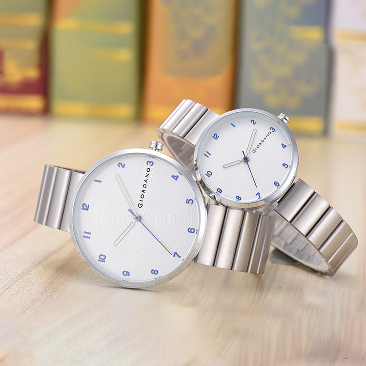 Giordano Analog Couple Watch Set – Elegant Dial with Stainless Steel Strap – His & Hers Matching Watches – Minimalist Unisex Design | GZ-992-SET-22