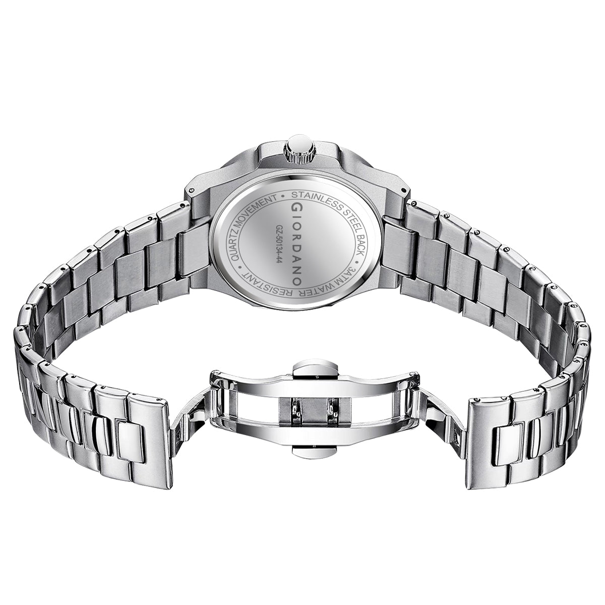 Giordano Analog Watch for Men – Textured Dial, Stainless Steel Strap, Date Display, Quartz Movement, Water Resistant | GZ-50134-44